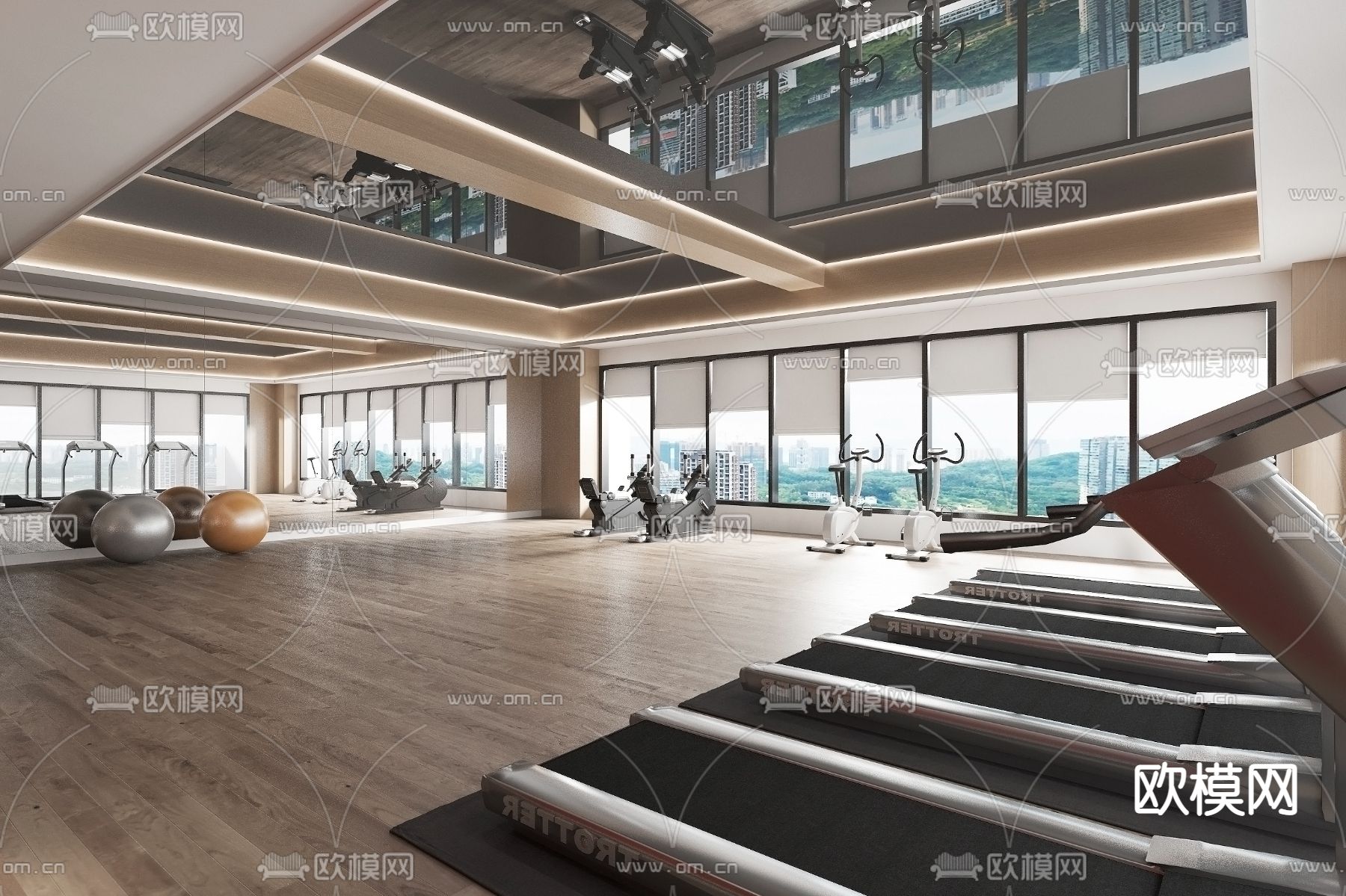 现代健身房3d模型下载（渲染图1）