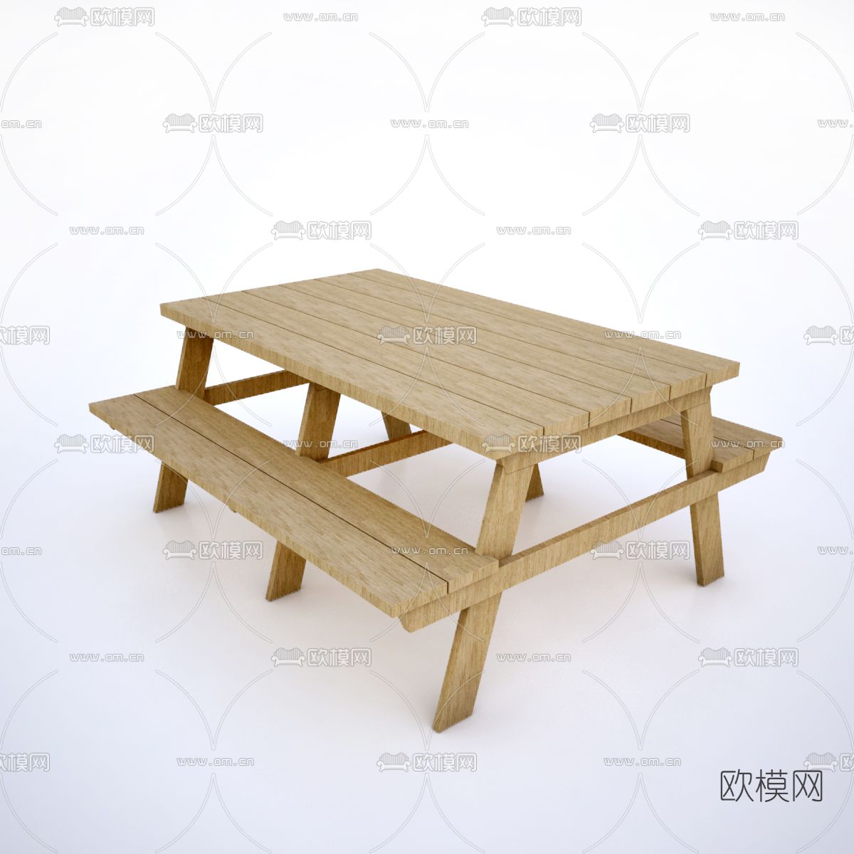 自然风木质户外休闲桌椅免费3d模型下载