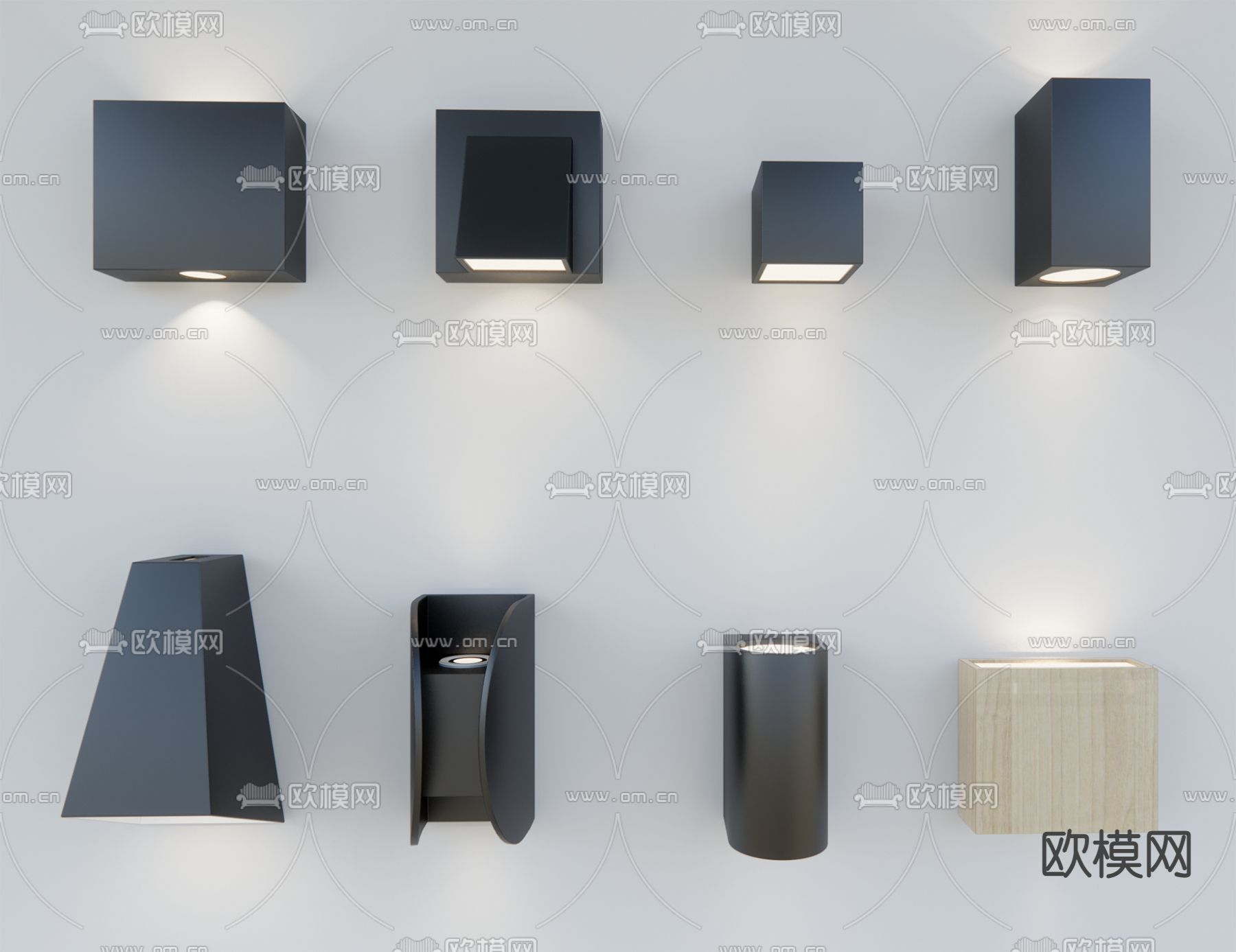 现代户外壁灯su模型下载（渲染图1）