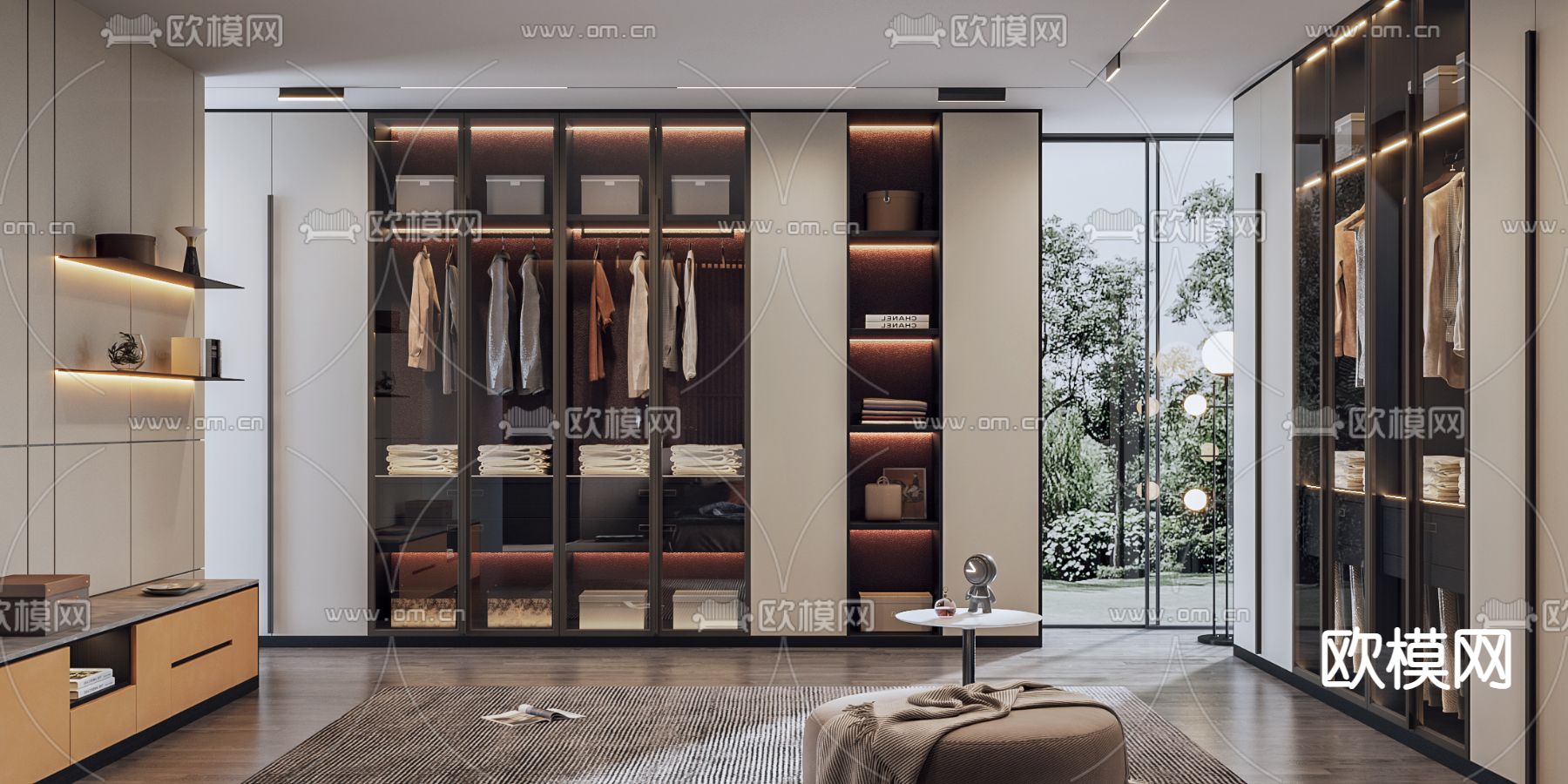 现代轻奢衣帽间3d模型下载