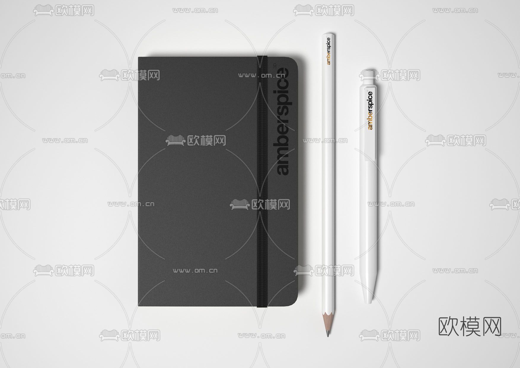 现代笔记本铅笔圆珠笔免费3d模型