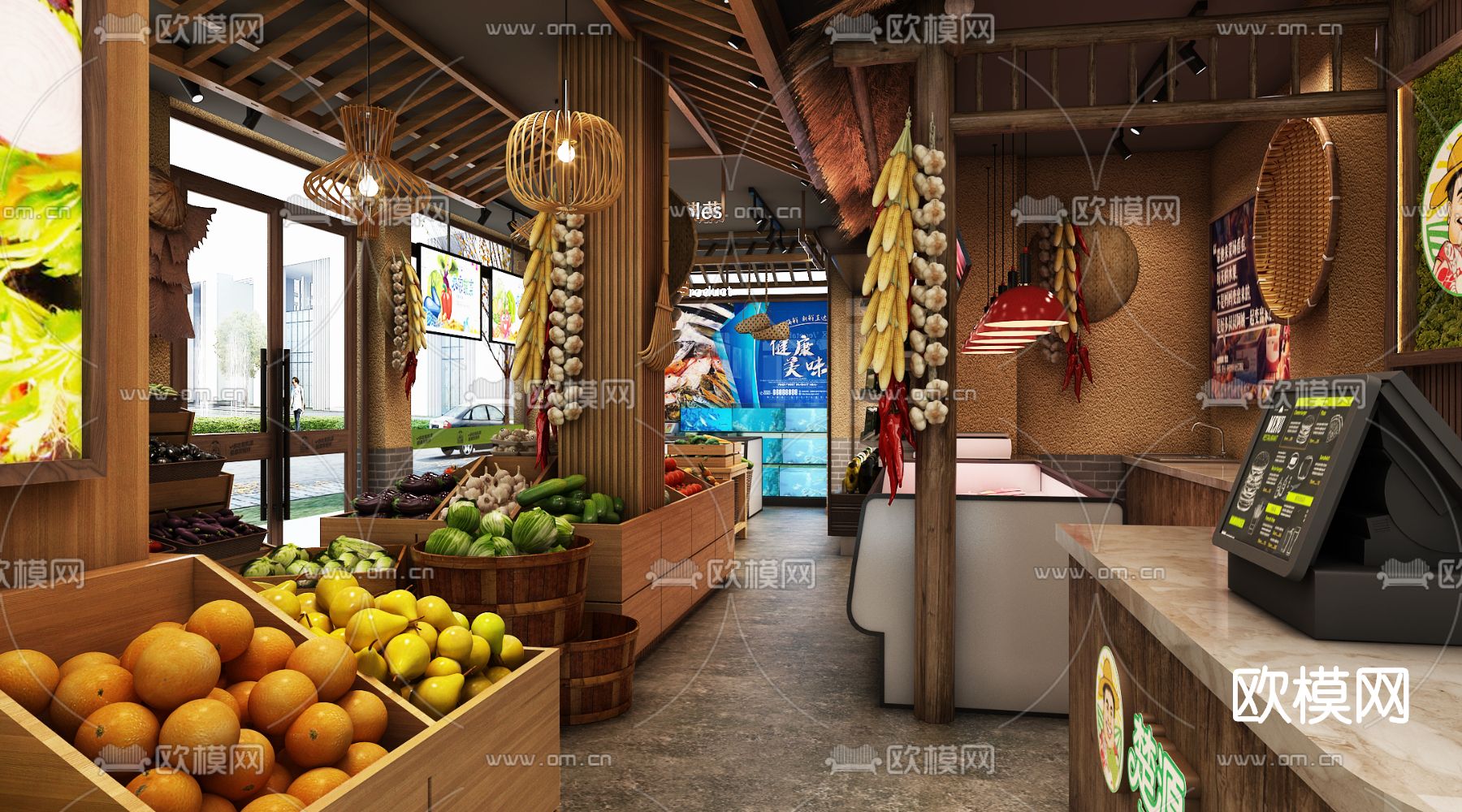 现代水果生鲜超市3d模型