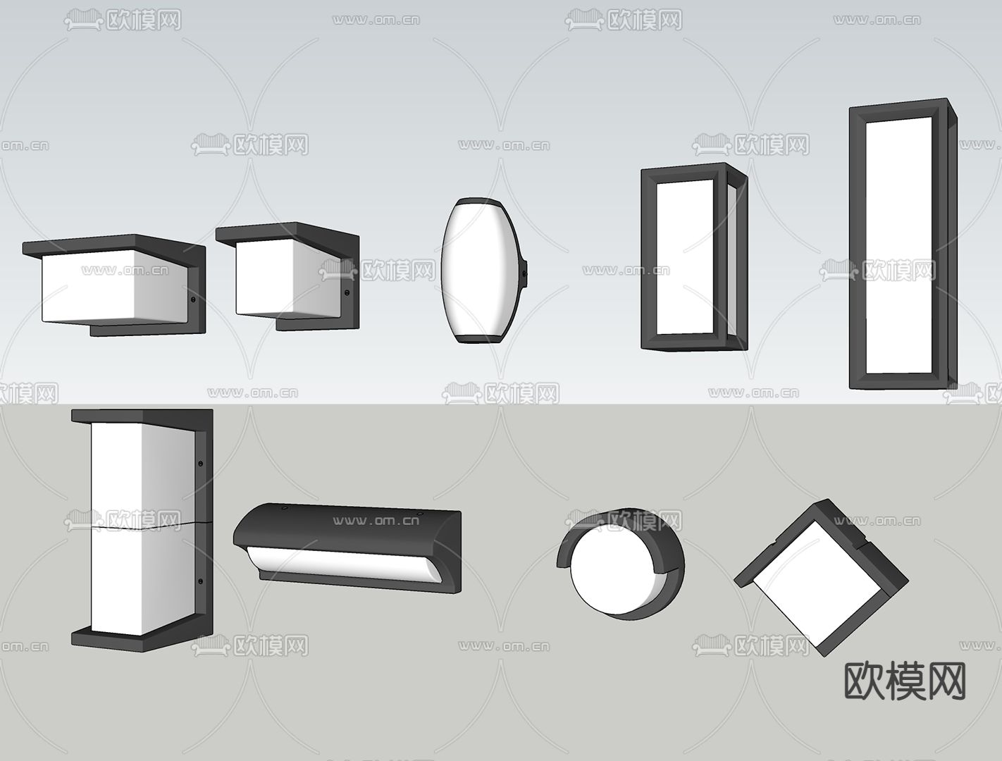 现代户外壁灯su模型下载（渲染图2）