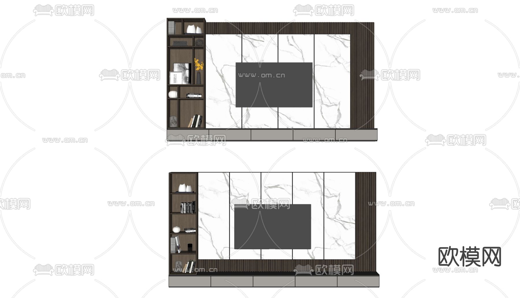 现代电视墙su模型下载（渲染图2）