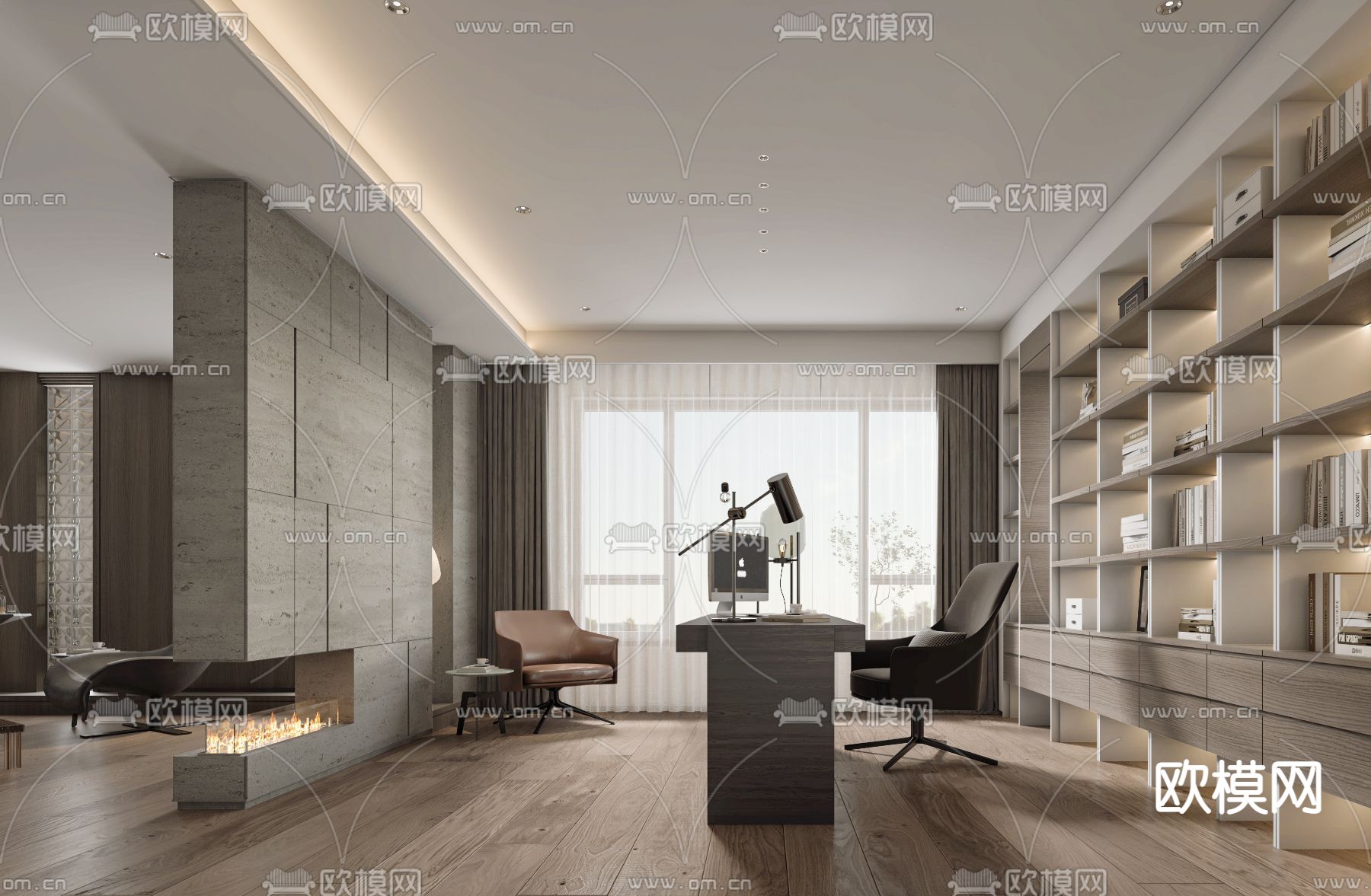 现代书房3d模型