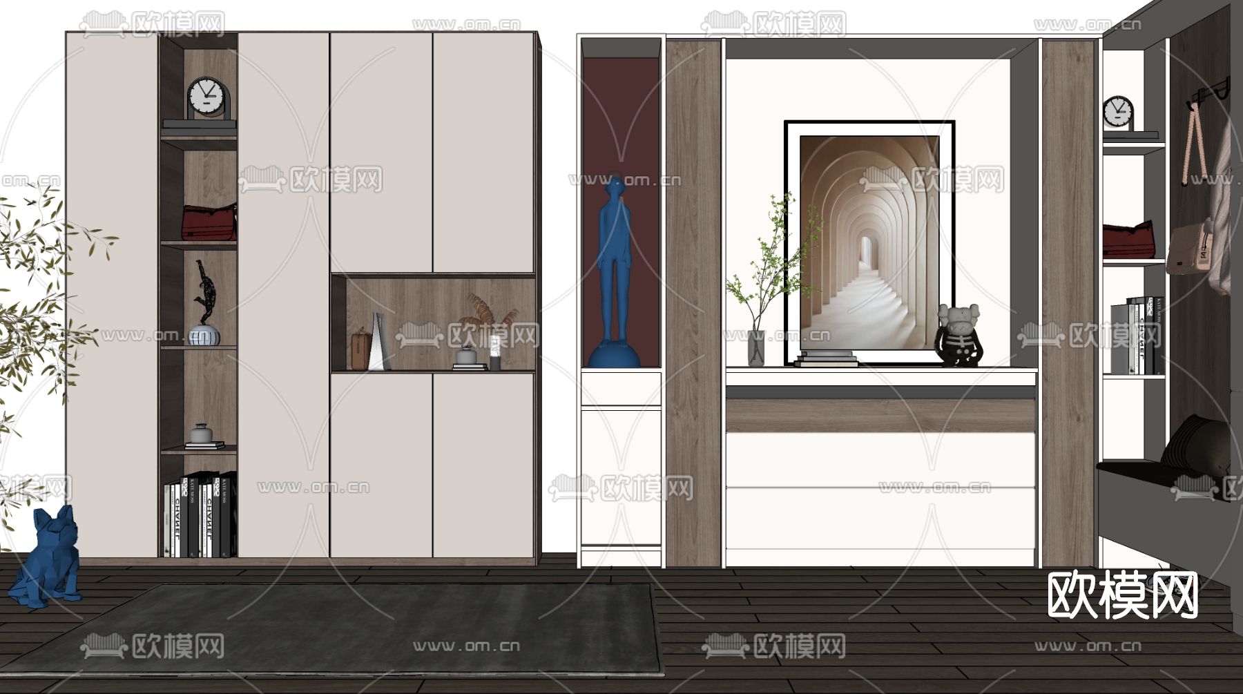 现代鞋柜su模型下载（渲染图2）