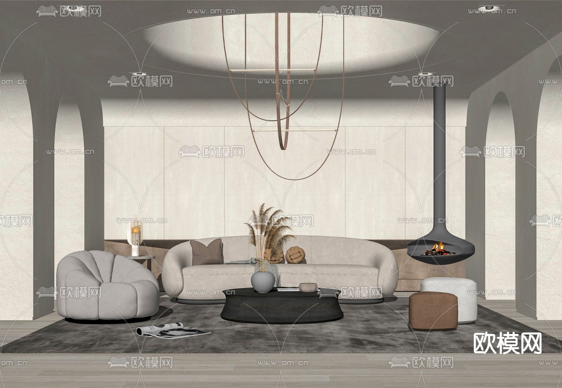 现代客厅su模型