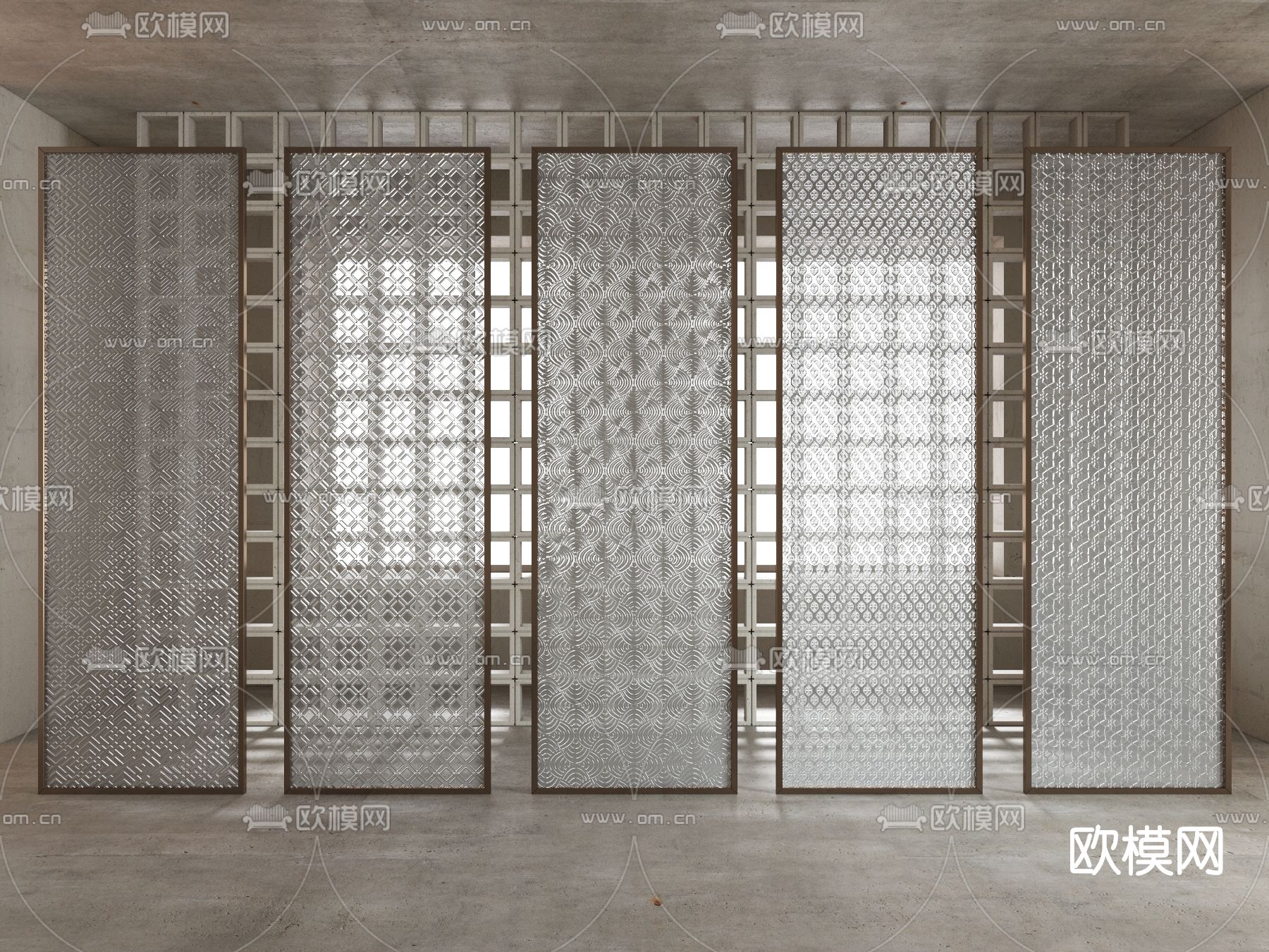 现代玻璃屏风隔断3d模型下载