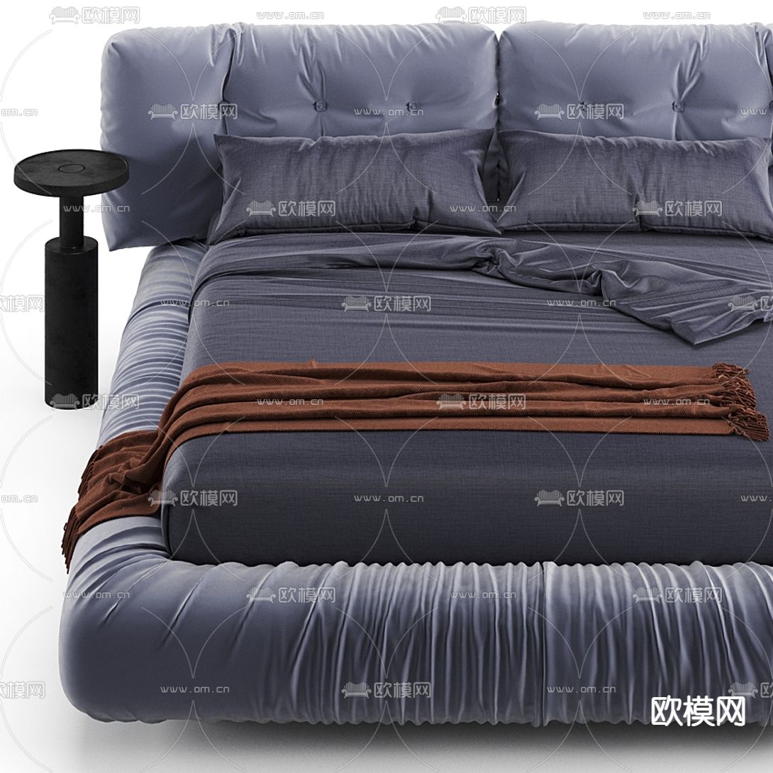 BAXTER 现代布艺双人床3d模型下载（渲染图2）