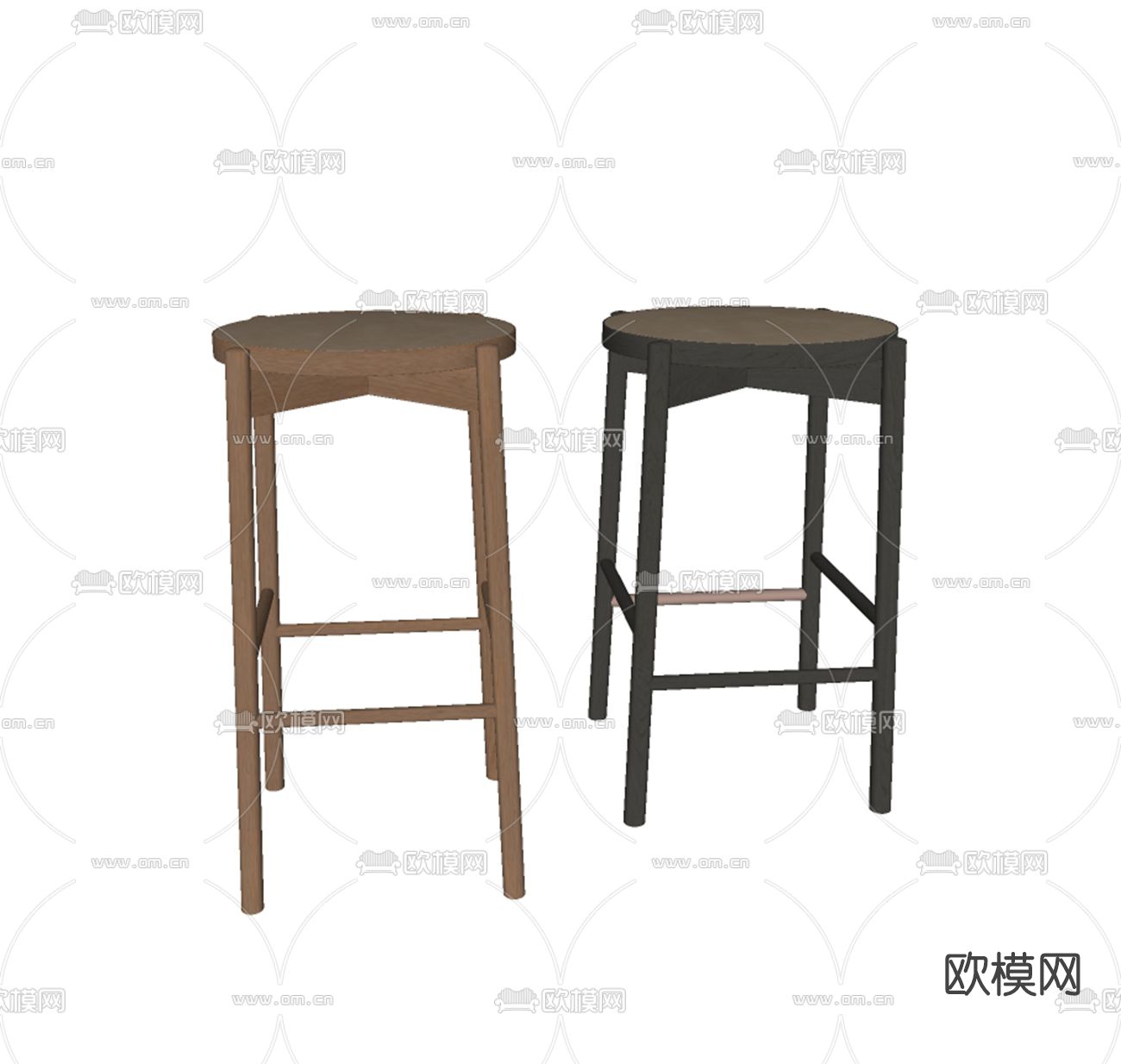 现代吧台椅su模型