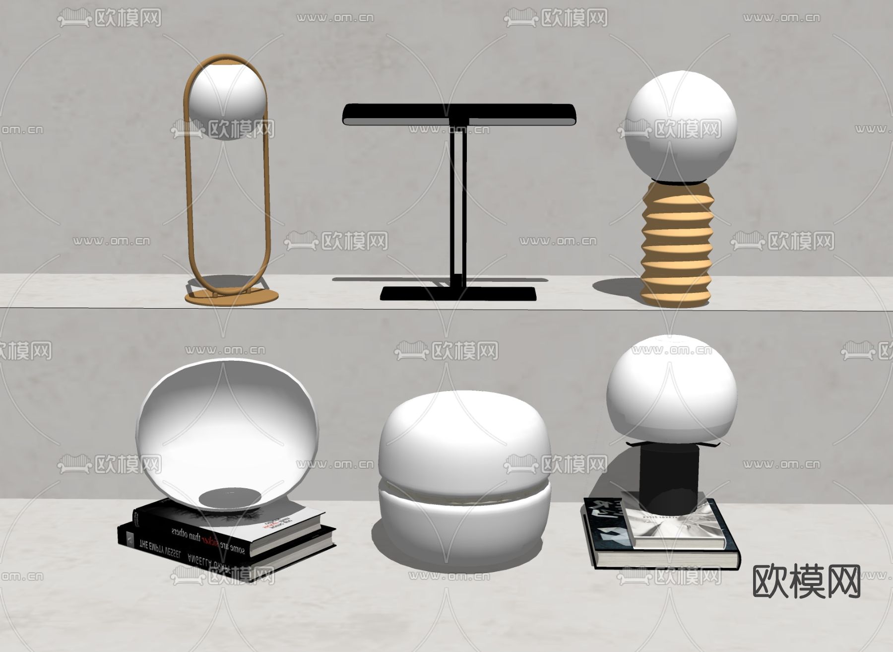 现代金属台灯su模型下载（渲染图2）