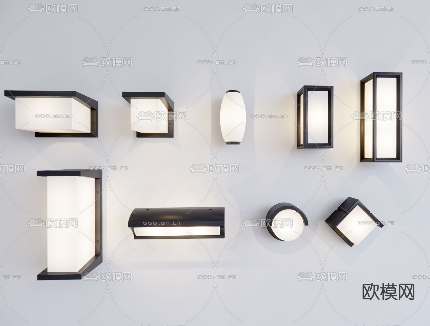 现代户外壁灯su模型下载（渲染图1）