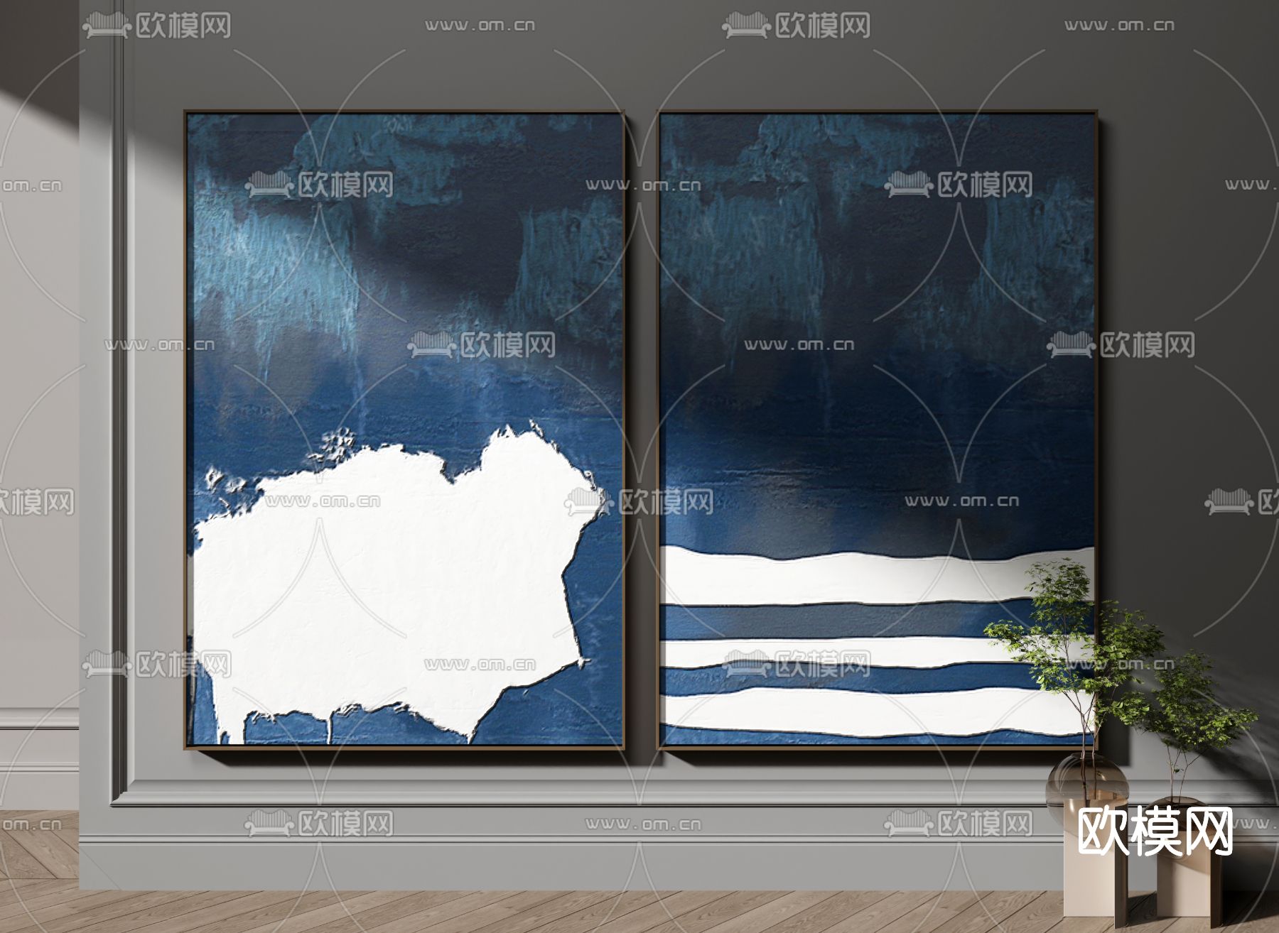 现代抽象装饰画3d模型