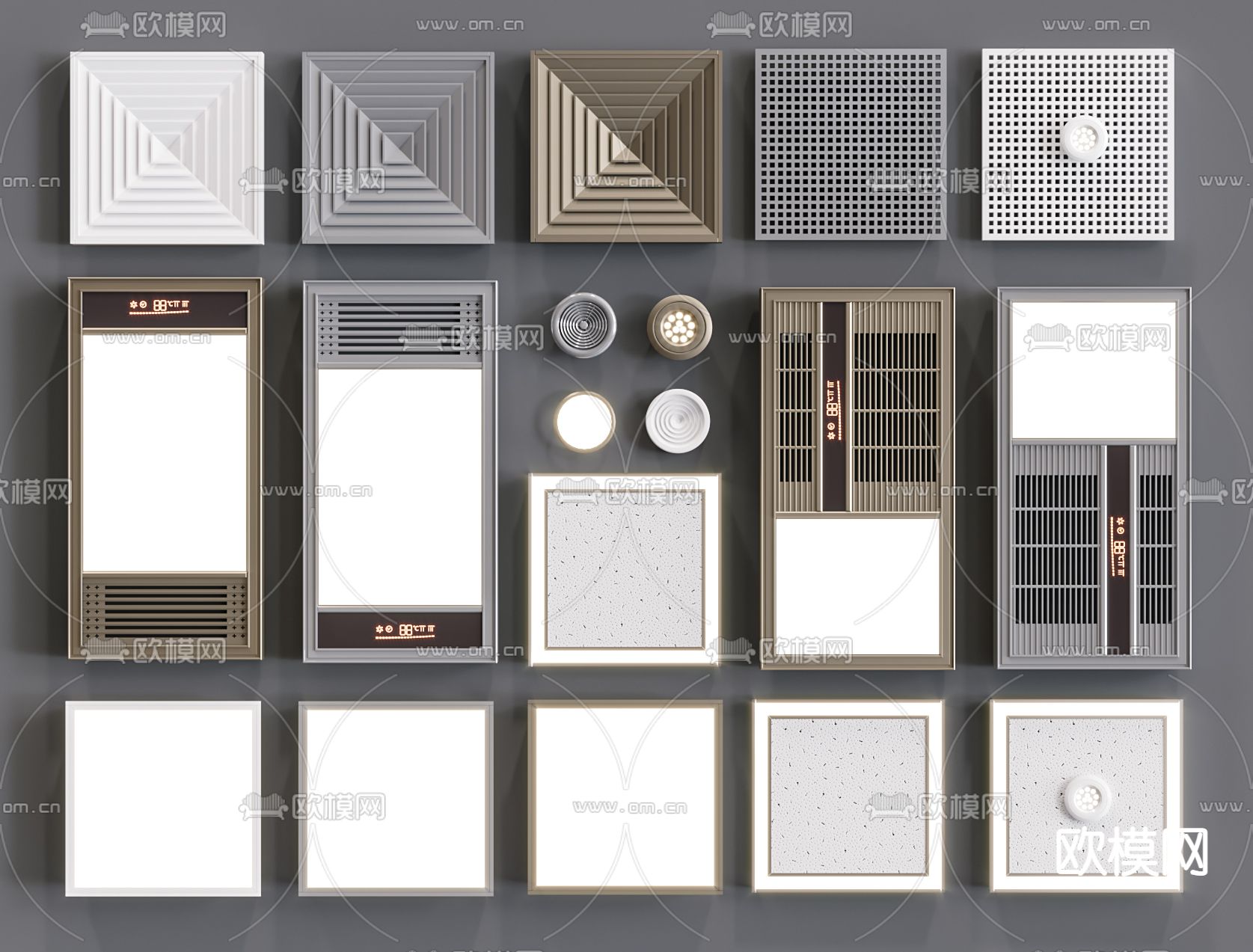 现代浴霸铝扣板空调通风口3d模型下载