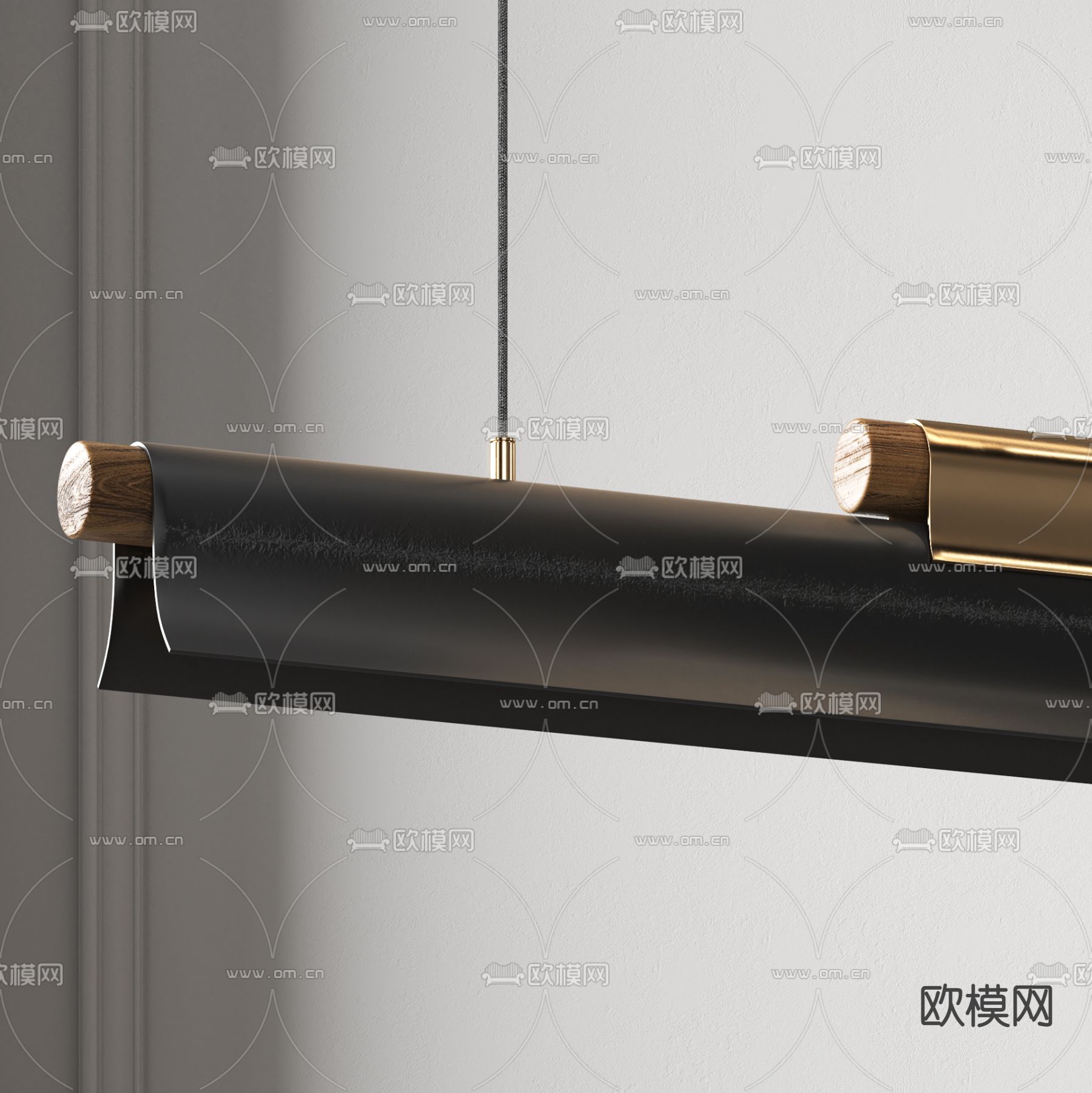 现代条形办公吊灯3d模型下载（渲染图2）