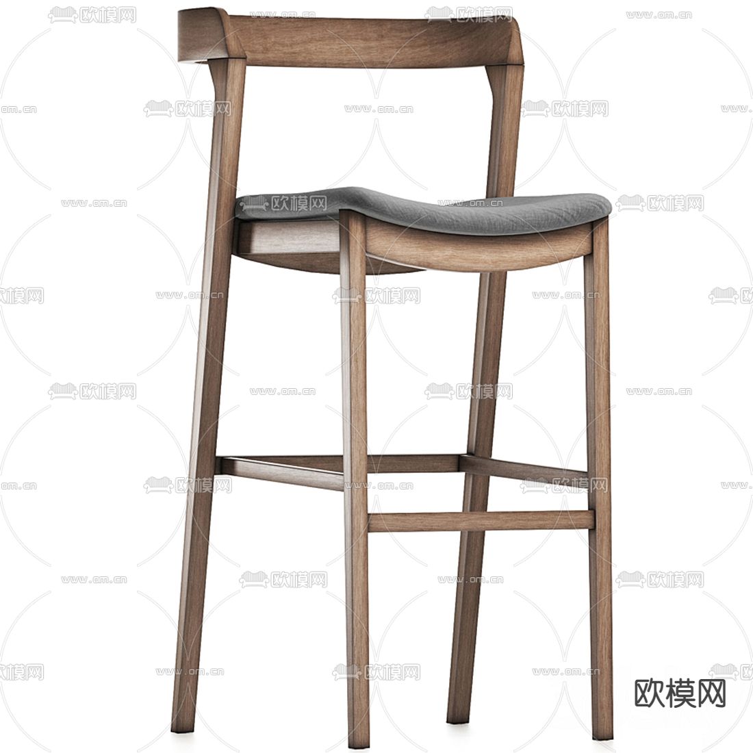 北欧实木吧台椅3d模型下载（渲染图1）