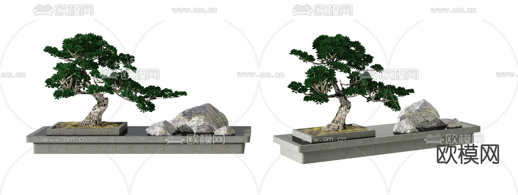 新中式松树盆栽3d模型下载