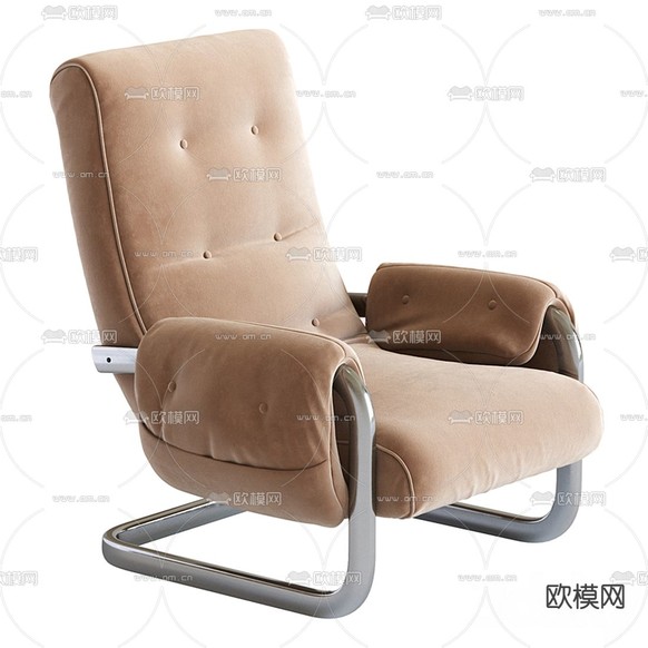 现代绒布休闲椅3d模型下载(渲染图3)