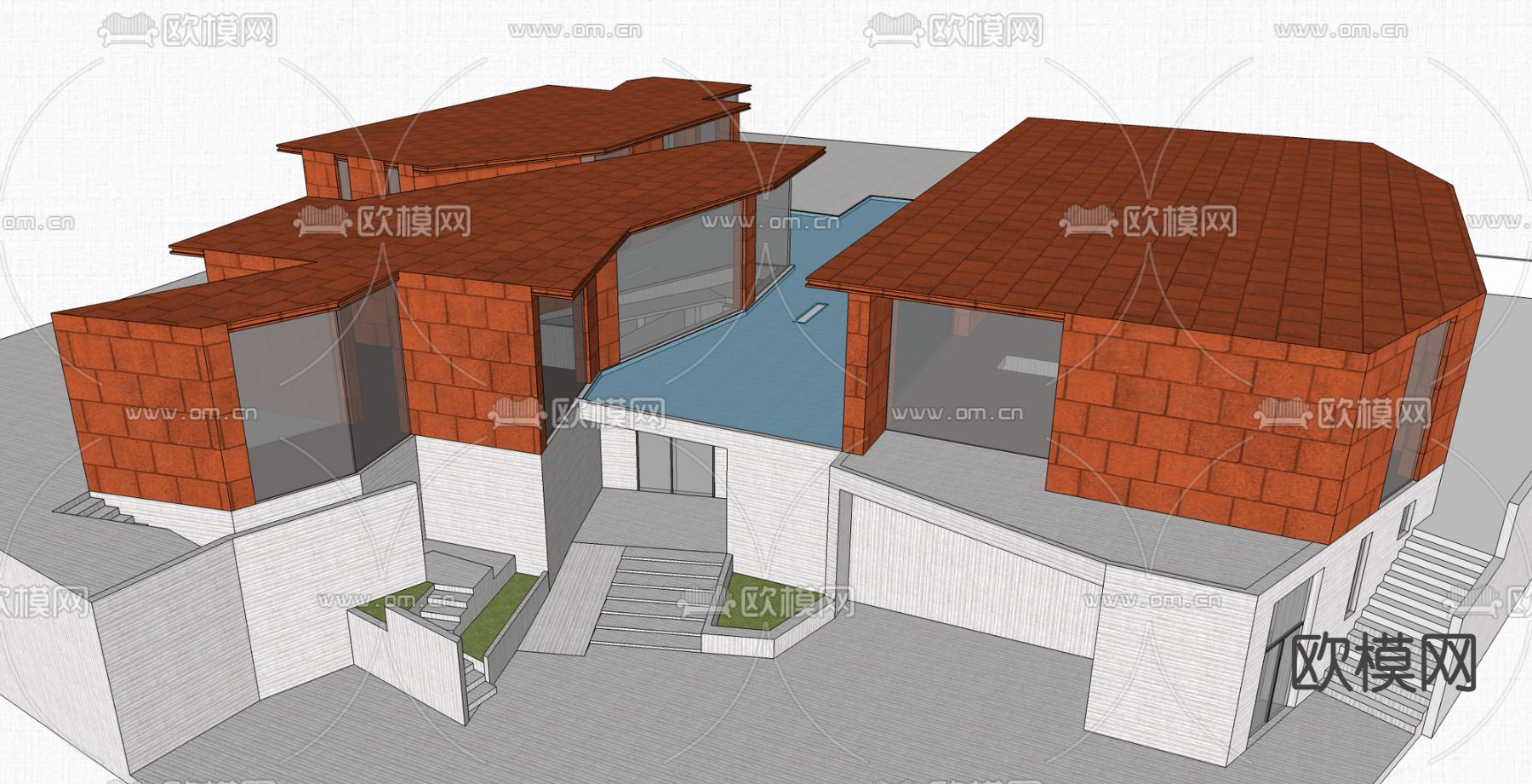 现代民宿建筑su模型下载（渲染图4）