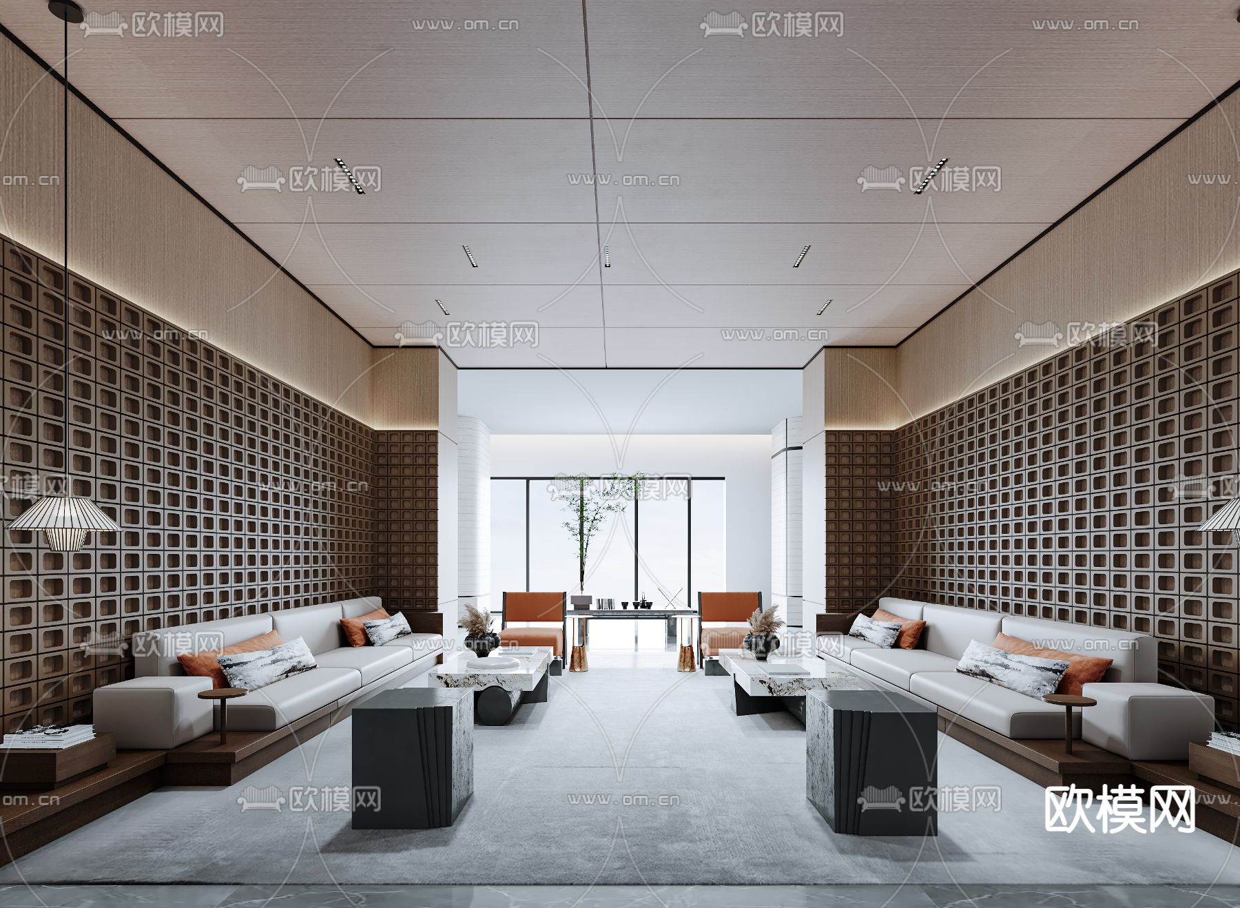 新中式售楼处洽谈区3d模型