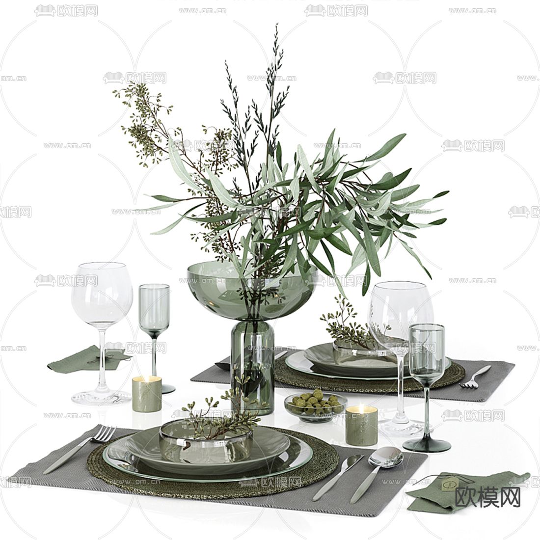 现代西餐餐具3d模型下载（渲染图1）