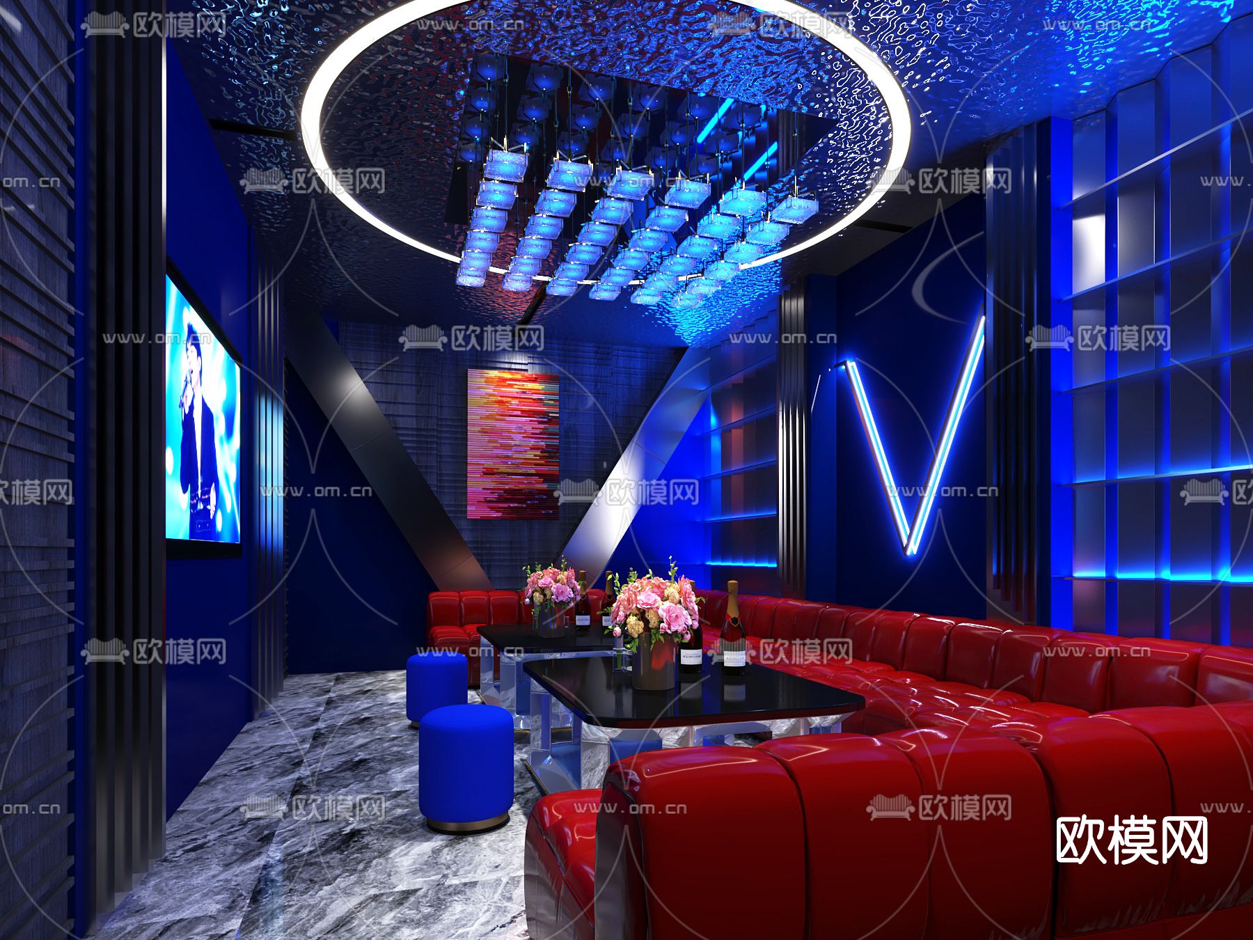 现代KTV包房3d模型下载_ID11670289_3dmax免费模型-欧模网
