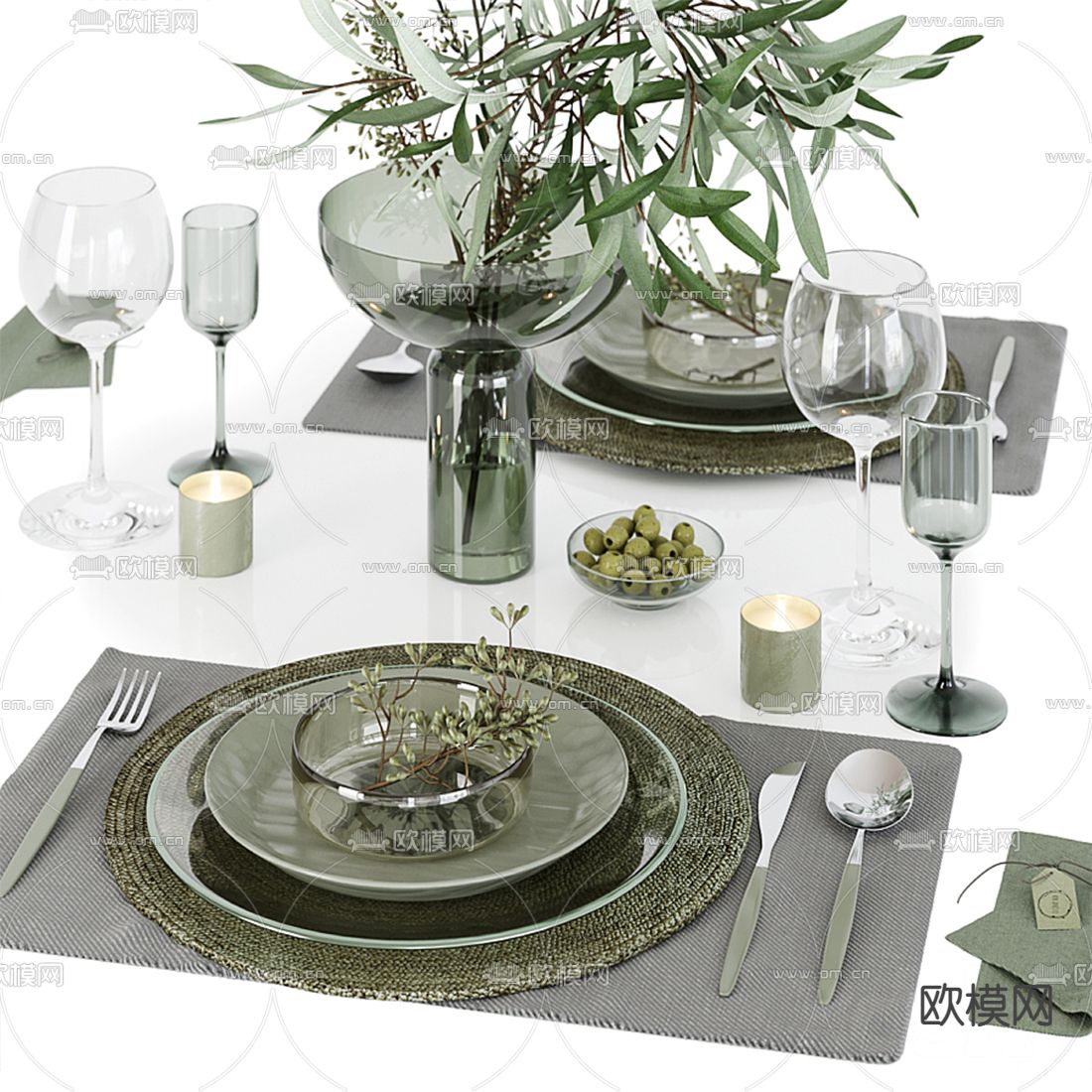 现代西餐餐具3d模型下载（渲染图2）