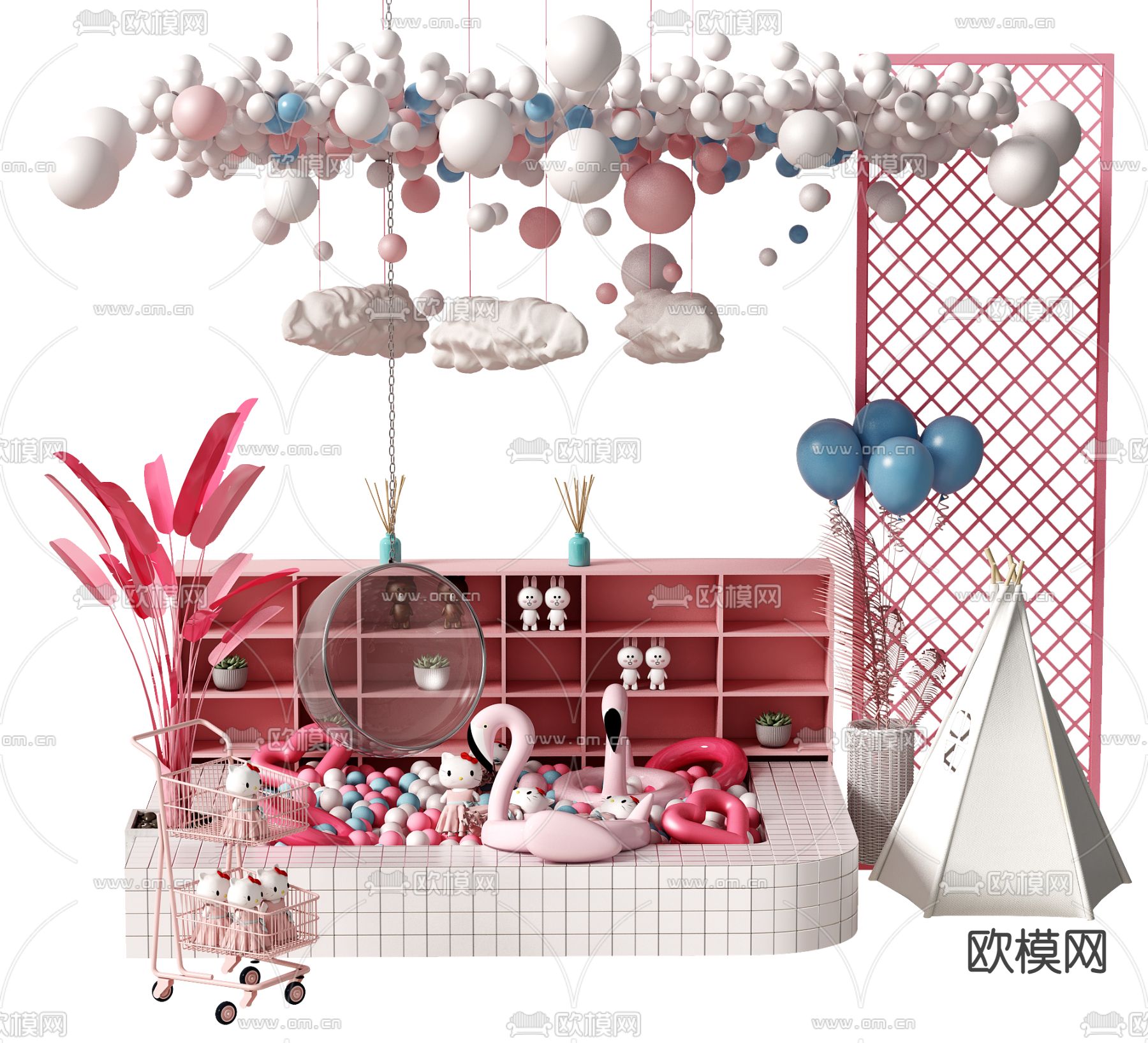 现代火烈鸟美陈3d模型下载