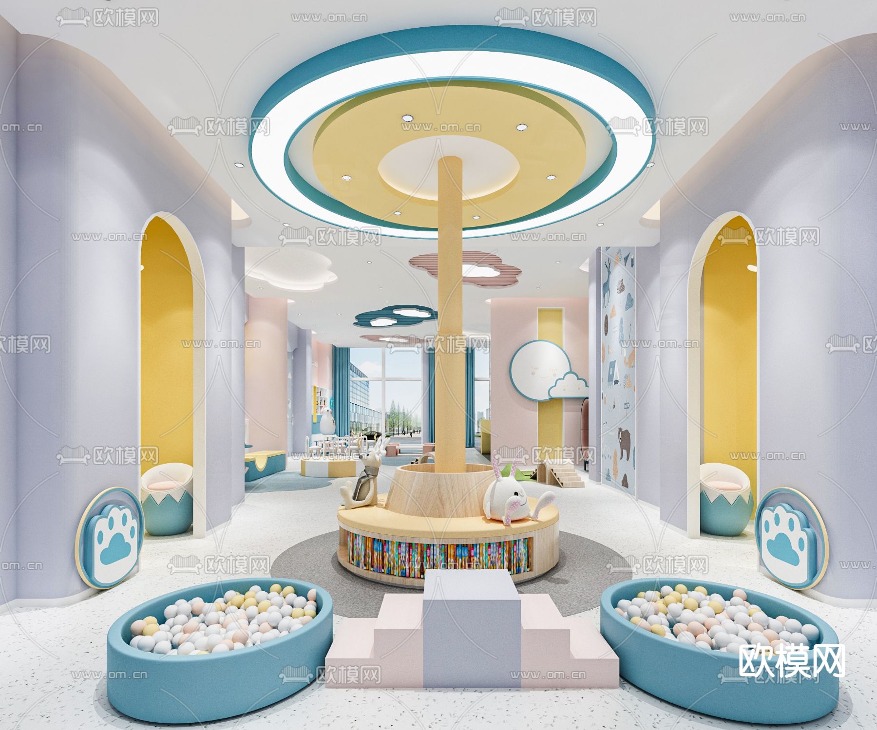 北欧幼儿园前台大厅3d模型下载（渲染图1）