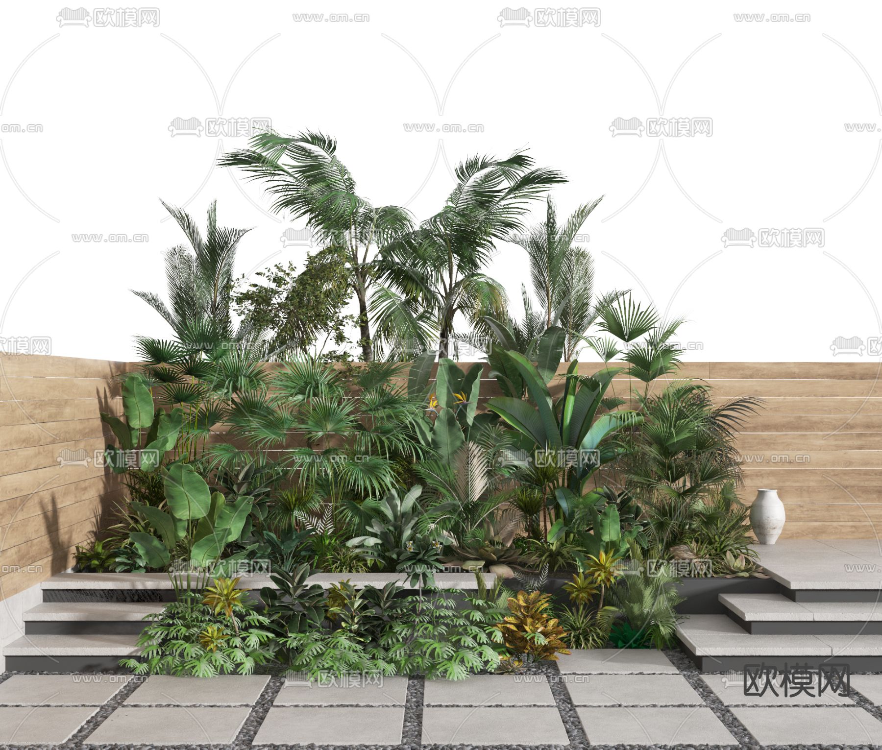 现代绿植堆园艺小品3d模型下载