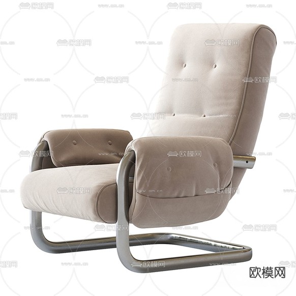 现代绒布休闲椅3d模型下载(渲染图2)