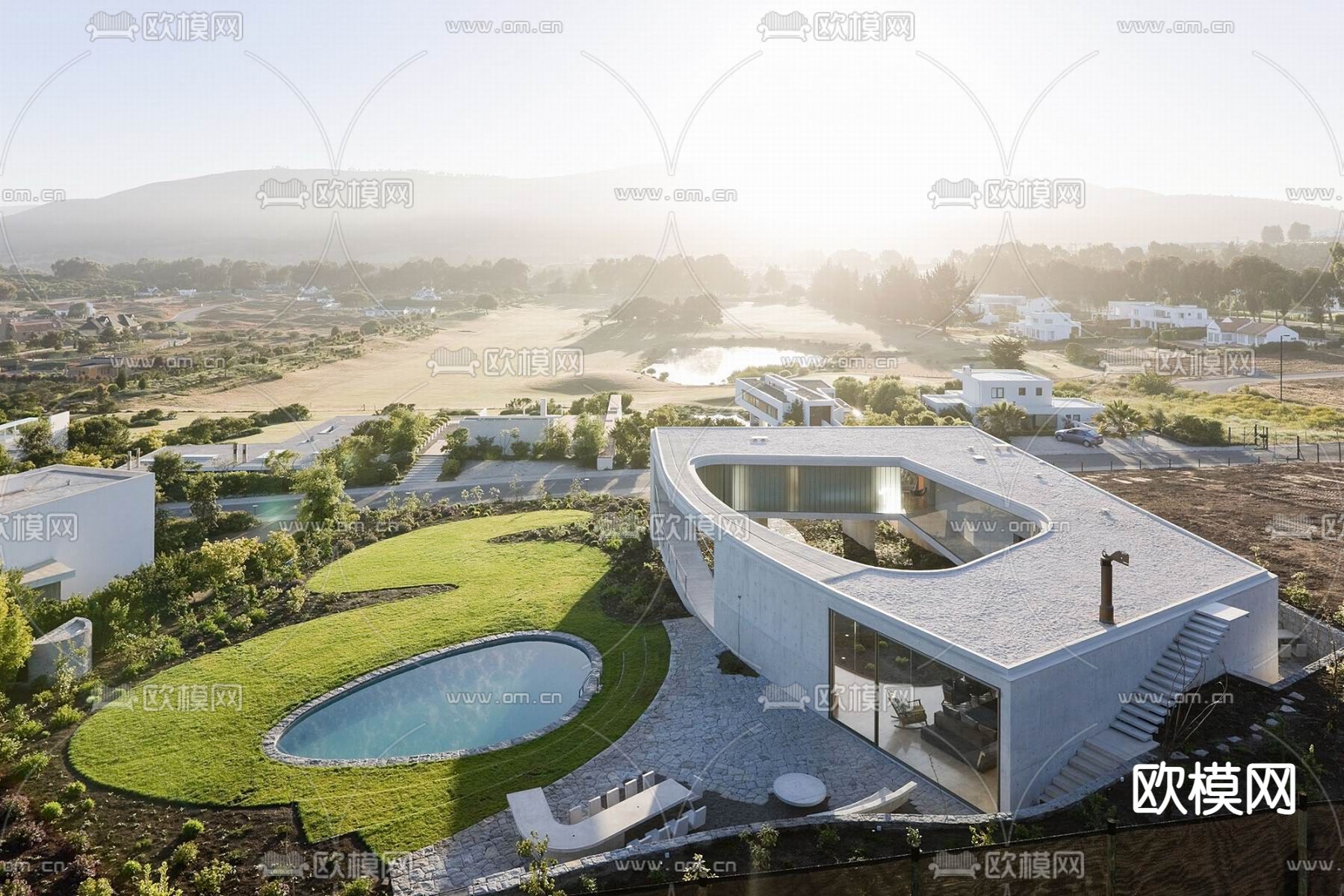 现代民宿建筑su模型下载（渲染图1）