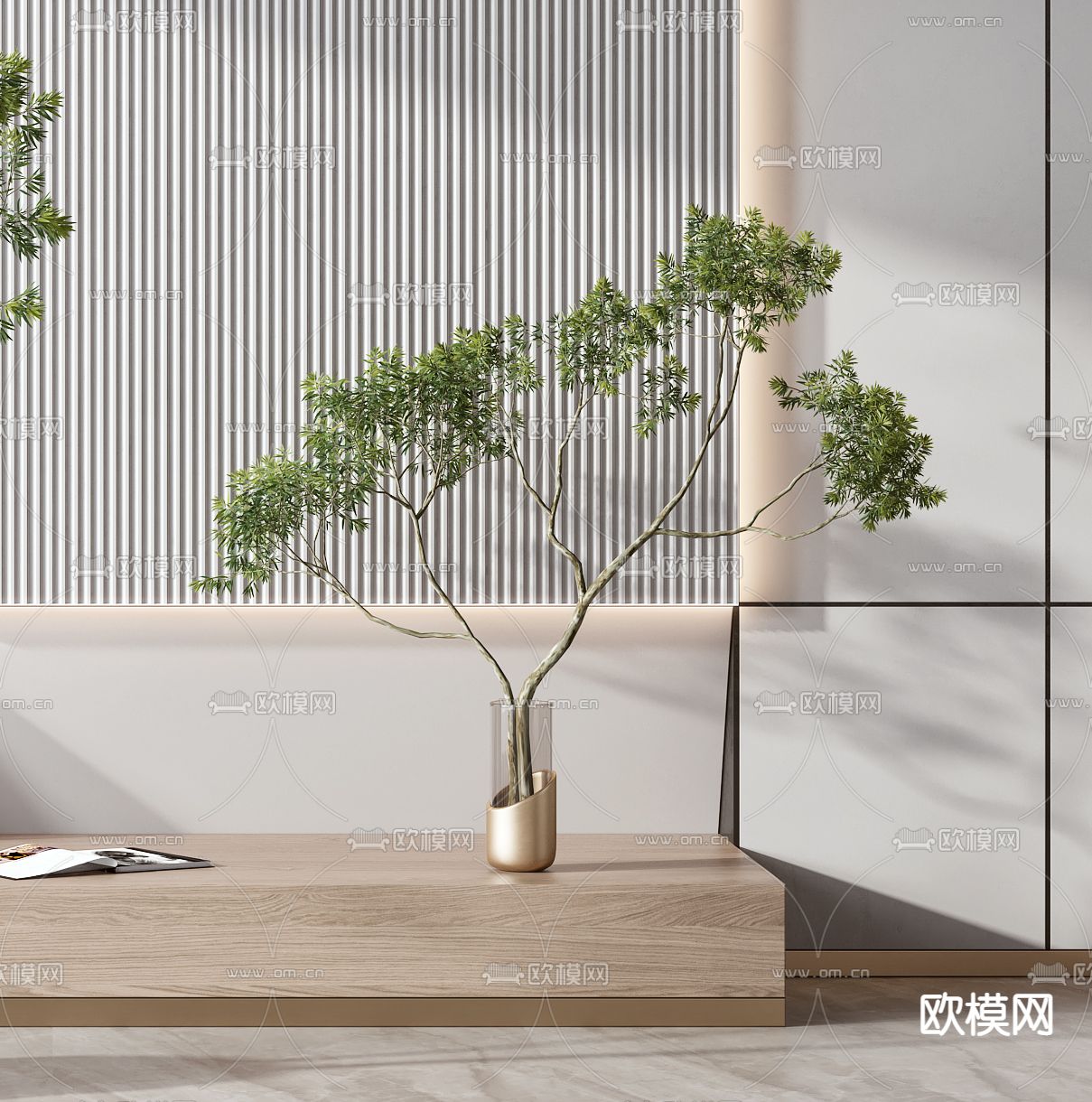 现代绿植盆栽3d模型下载（渲染图3）