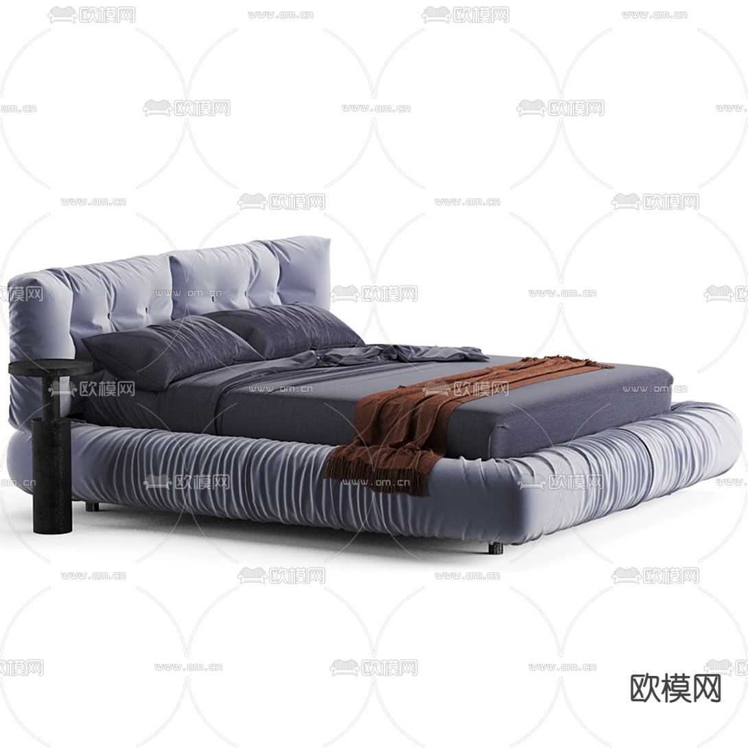 BAXTER 现代布艺双人床3d模型下载（渲染图3）