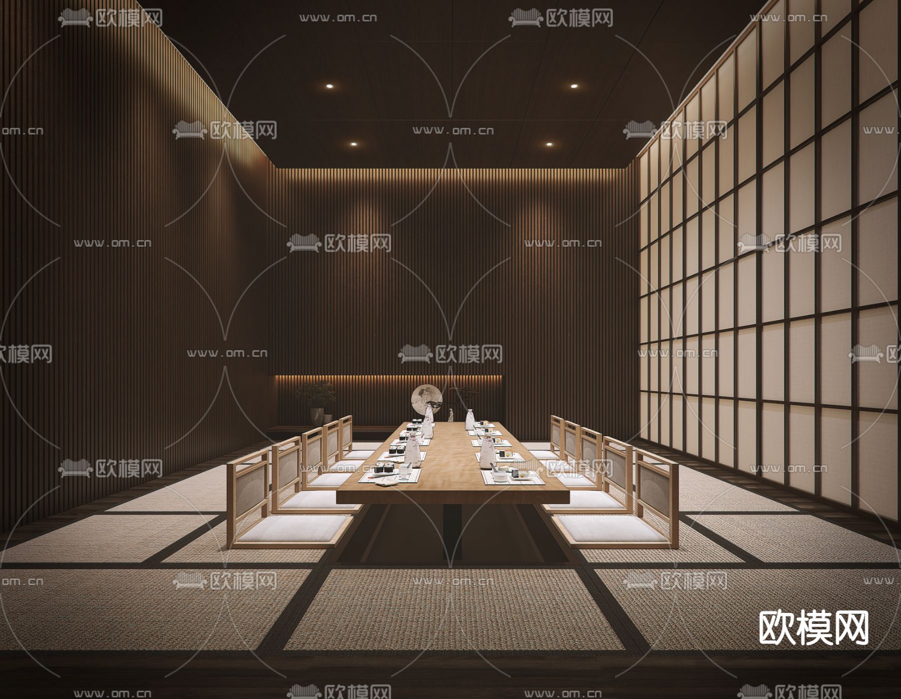 日式料理餐厅榻榻米包房3d模型下载
