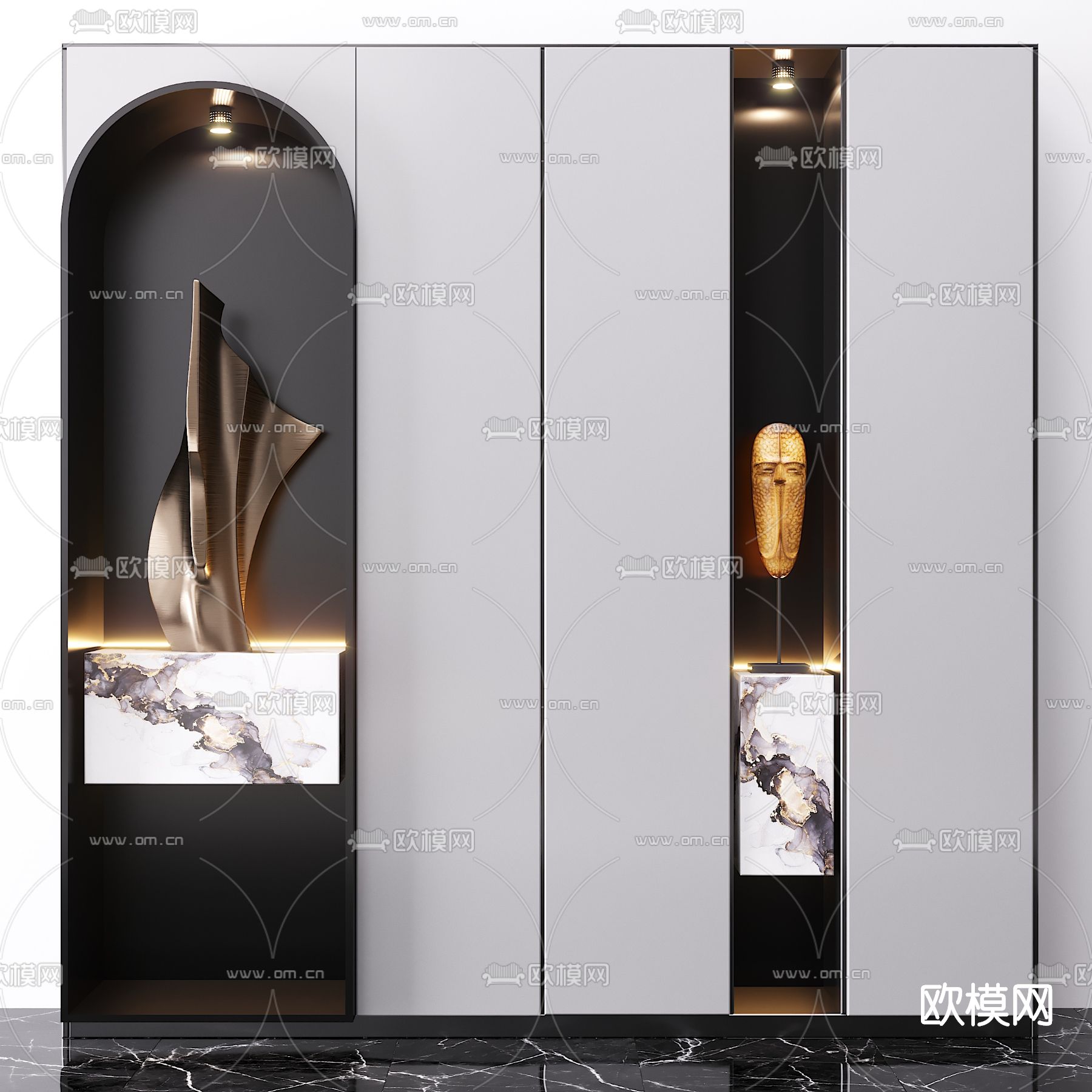 现代轻奢装饰柜3d模型下载