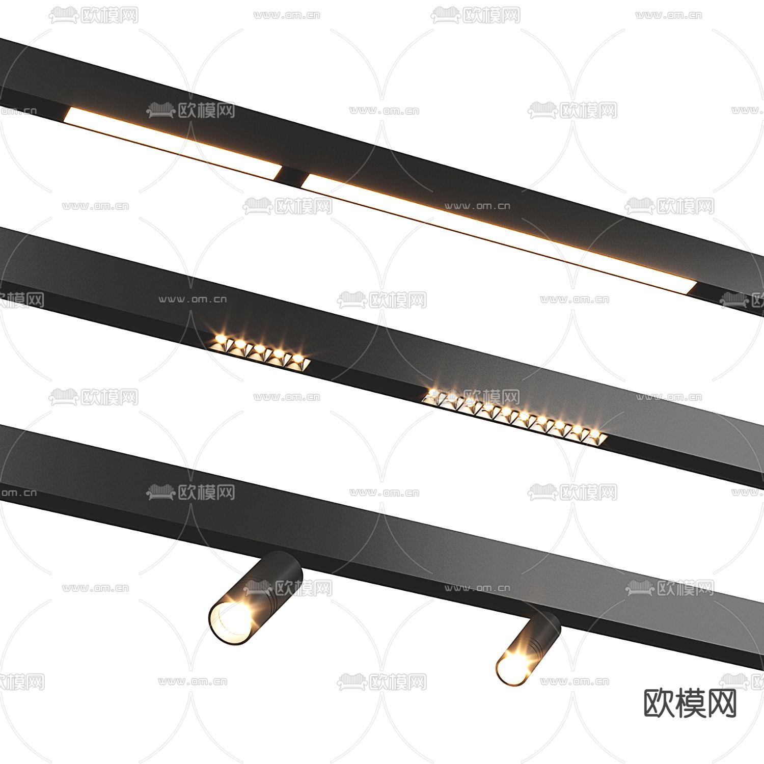 现代轨道筒灯射灯3d模型