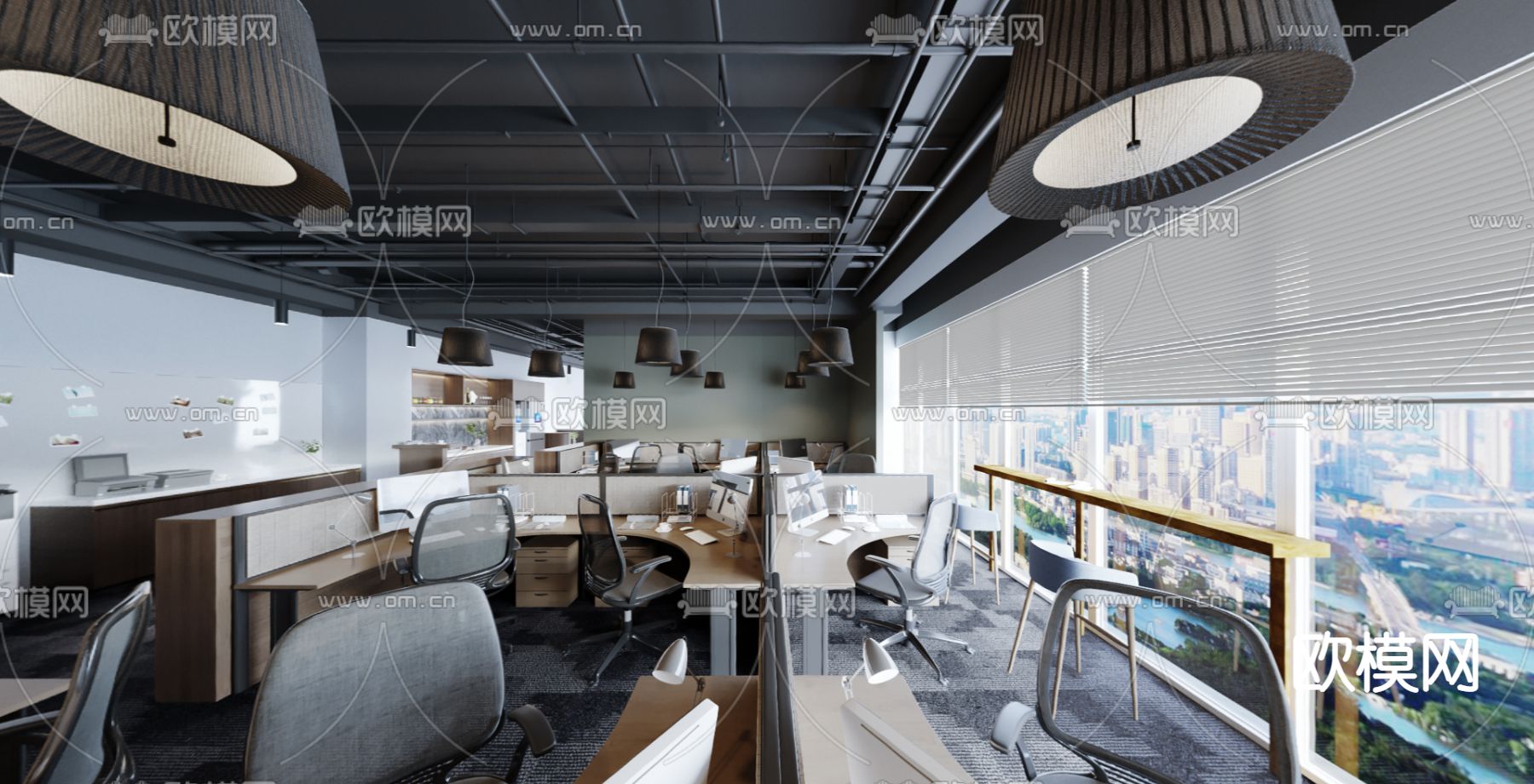 现代办公室vr全景3d模型