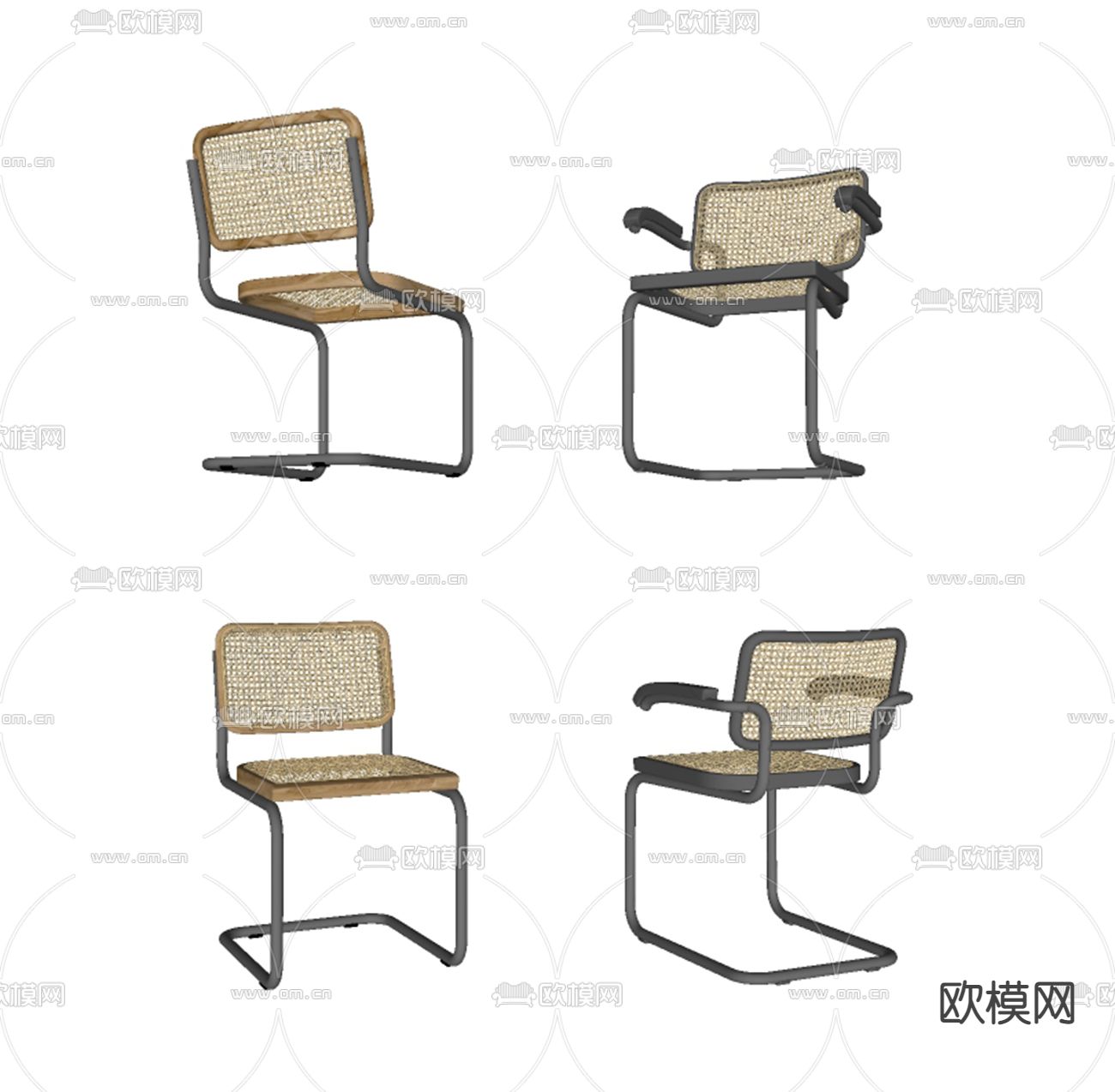 现代藤编单椅su模型