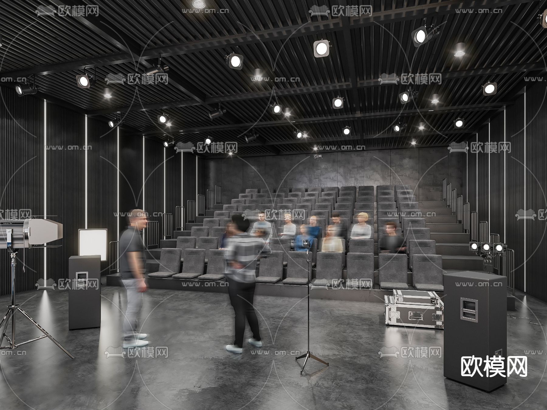 工业风电影院VIP室3d模型下载