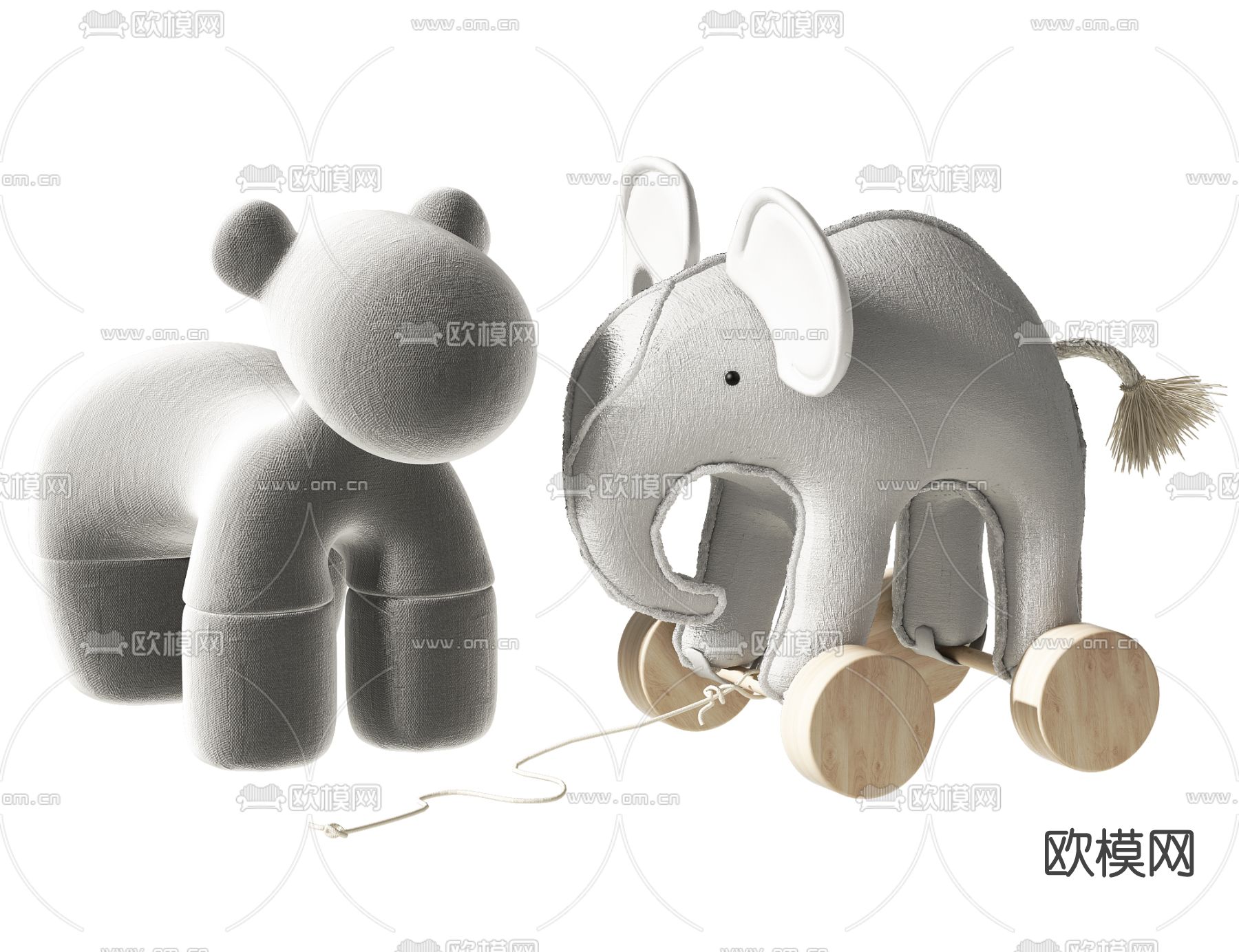 现代布艺动物儿童凳3d模型下载