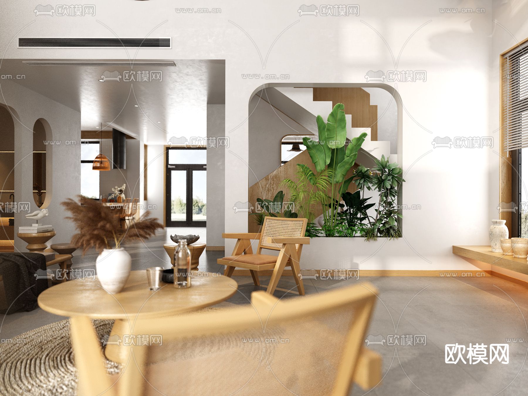 北欧别墅客餐厅3d模型下载（渲染图3）