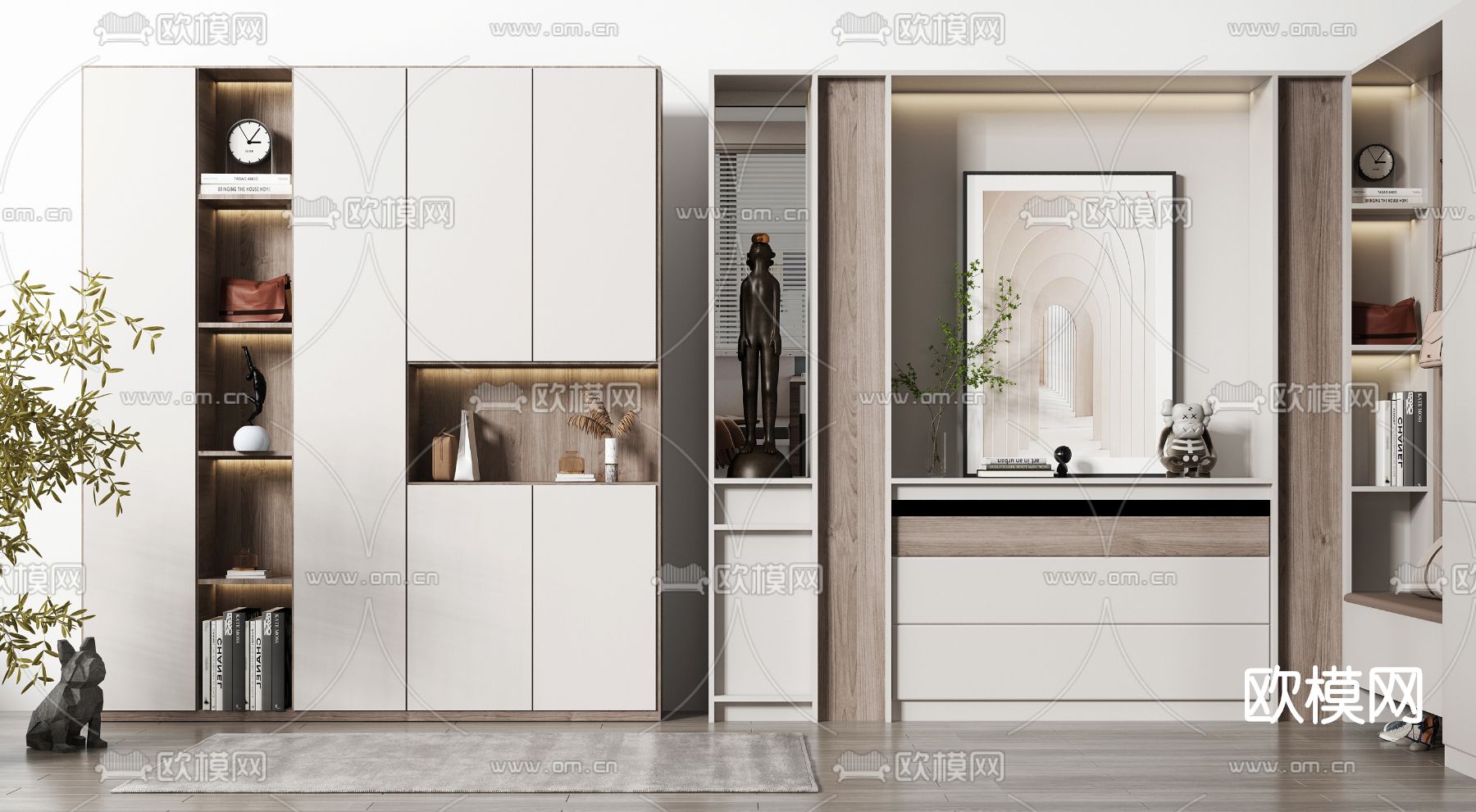 现代鞋柜su模型下载（渲染图1）