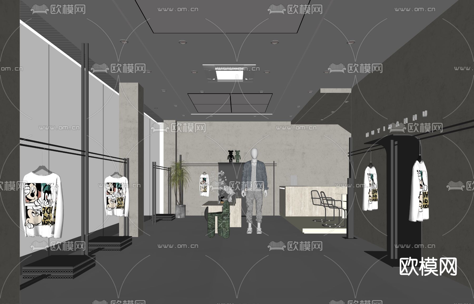 侘寂风服装店su模型