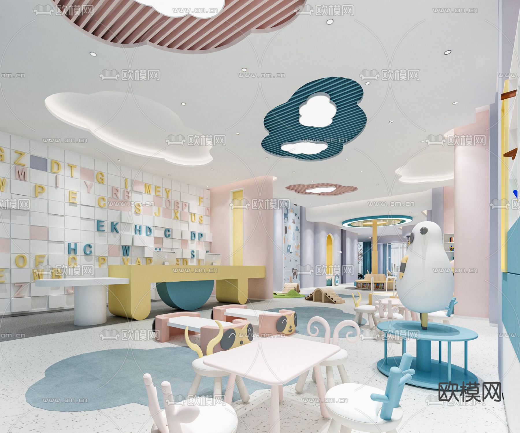 北欧幼儿园前台大厅3d模型下载（渲染图3）