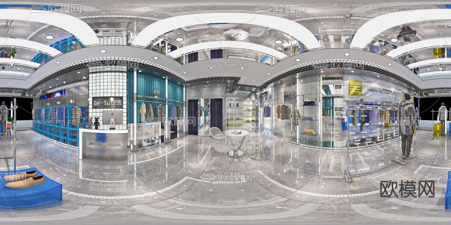 工业风男装服装店vr全景3d模型