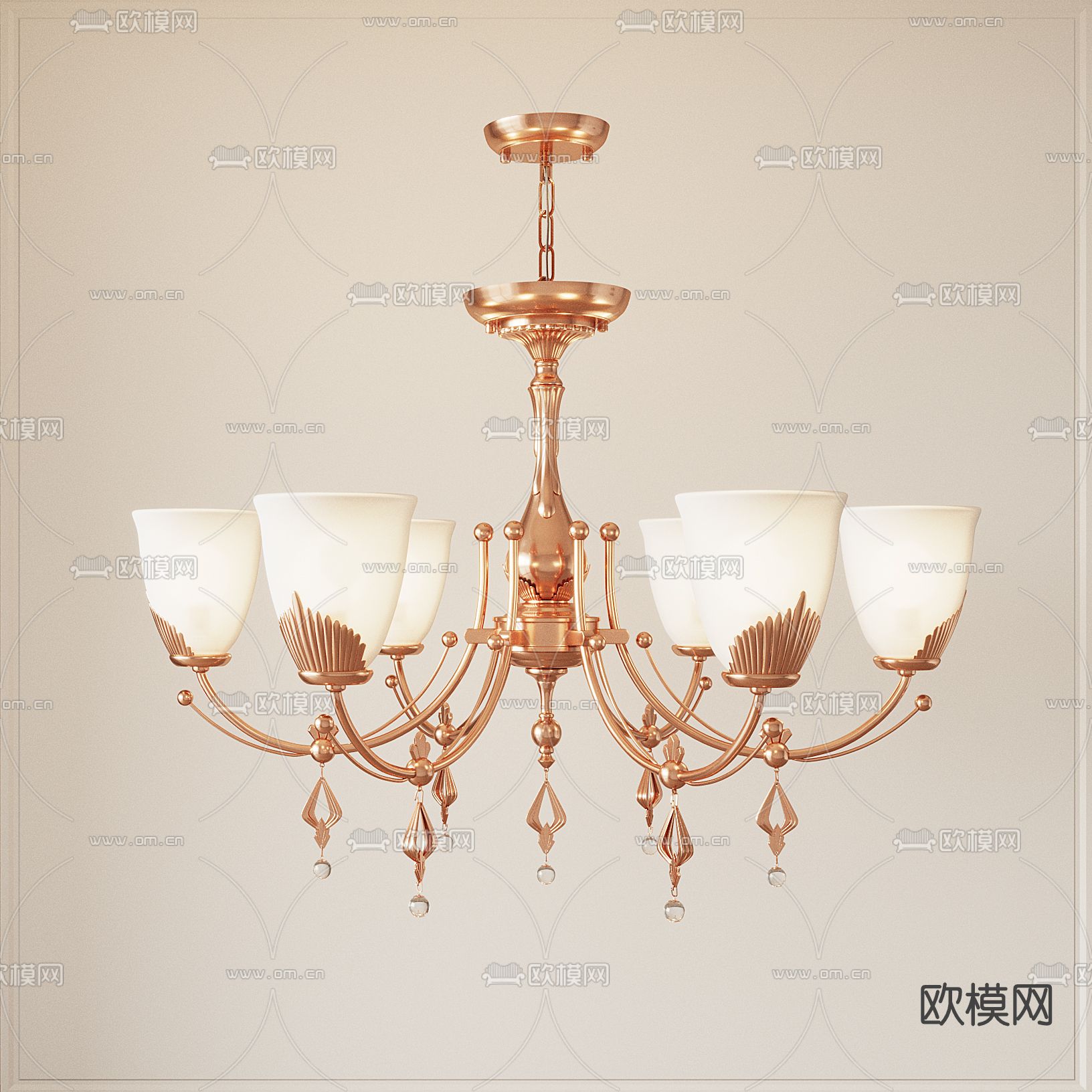 美式轻奢水晶吊灯免费3d模型下载