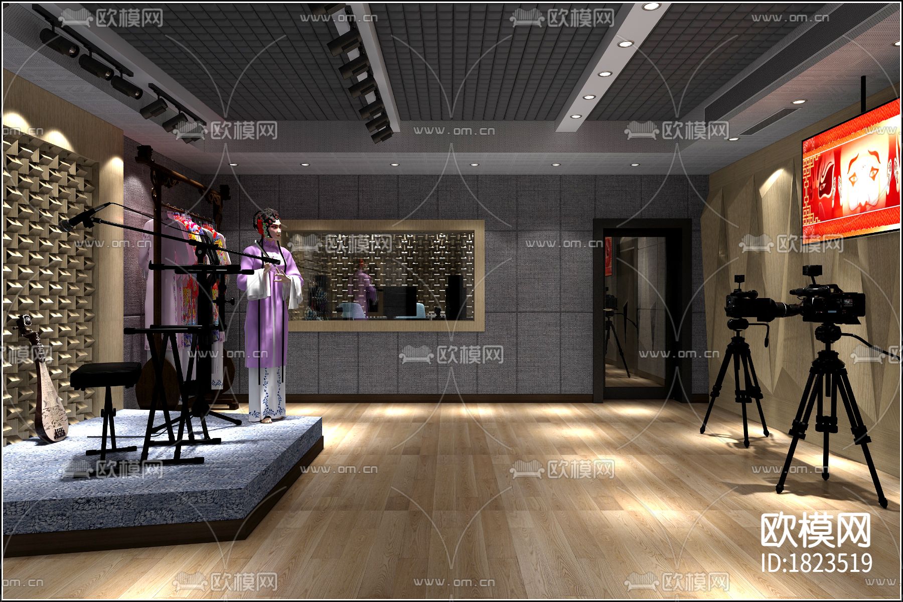 传媒公司录音棚cad施工图下载（渲染图3）