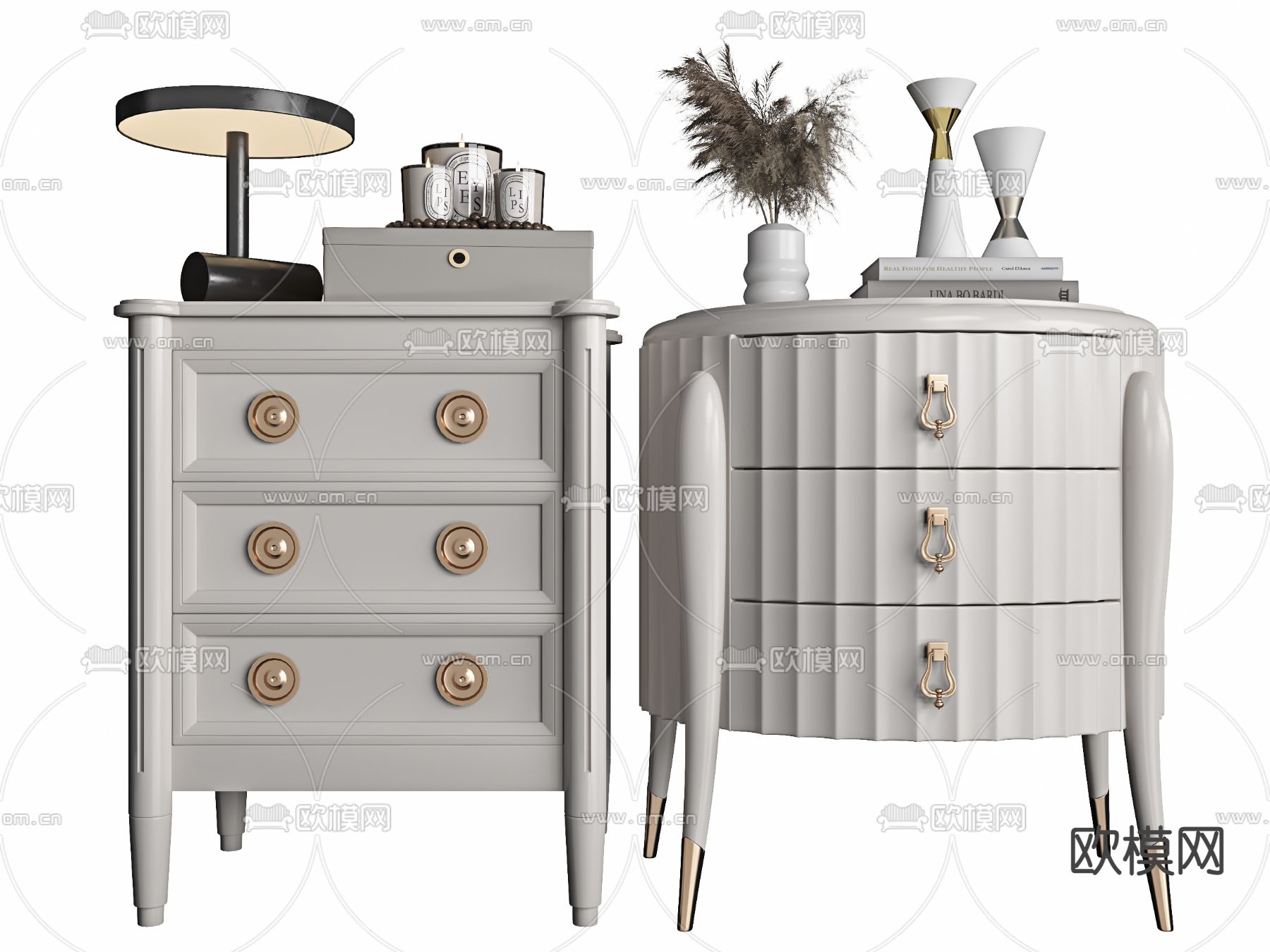 美式轻奢床头柜3d模型下载
