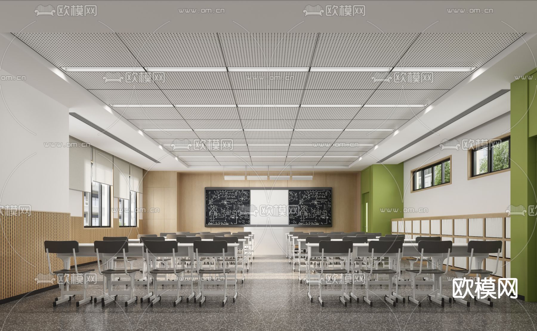 现代教室多媒体教室3d模型下载_ID11671833_3dmax免费模型-欧模网